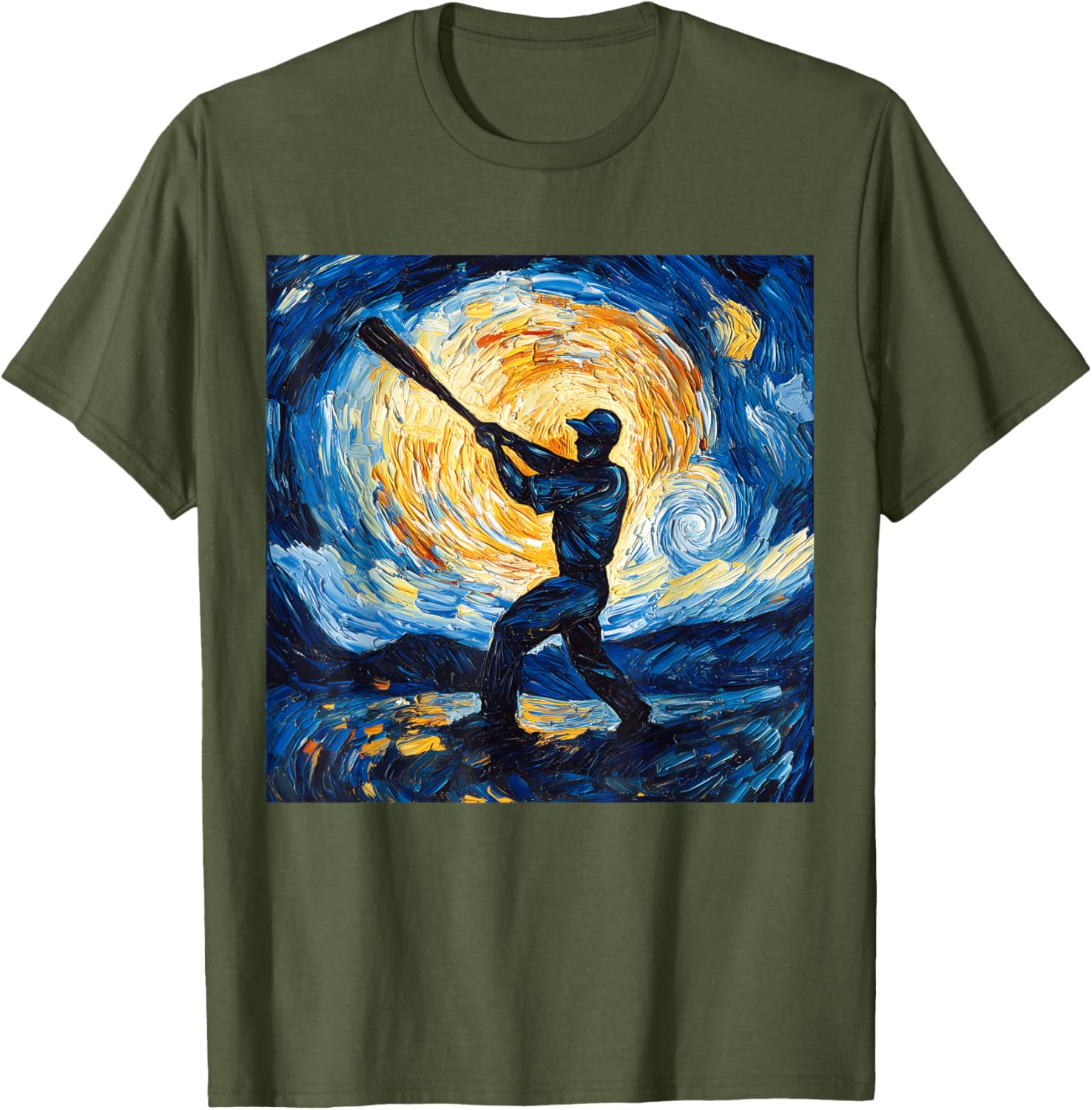 Van Gogh Starry Night Baseball Player T-Shirt for Art and Sports Lovers - 12