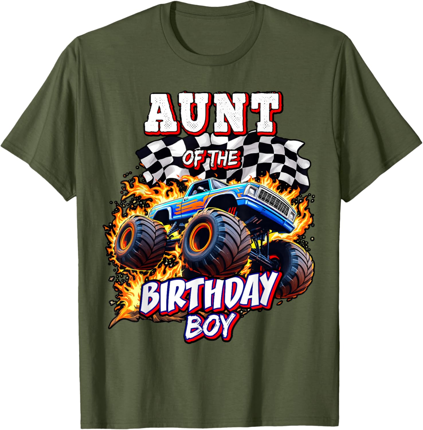 Monster Truck Birthday Party T-Shirt for Aunt of the Birthday Boy - 3