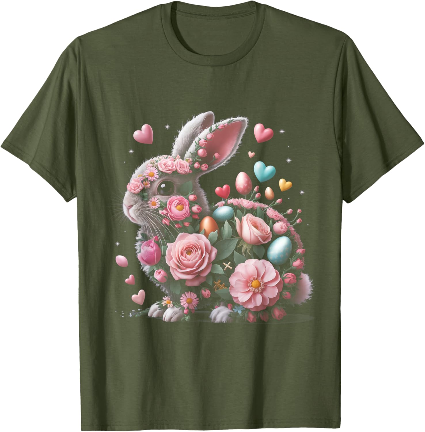 Whimsical Floral Easter Bunny Spring Aesthetic T-Shirt for Fun Celebrations - 7
