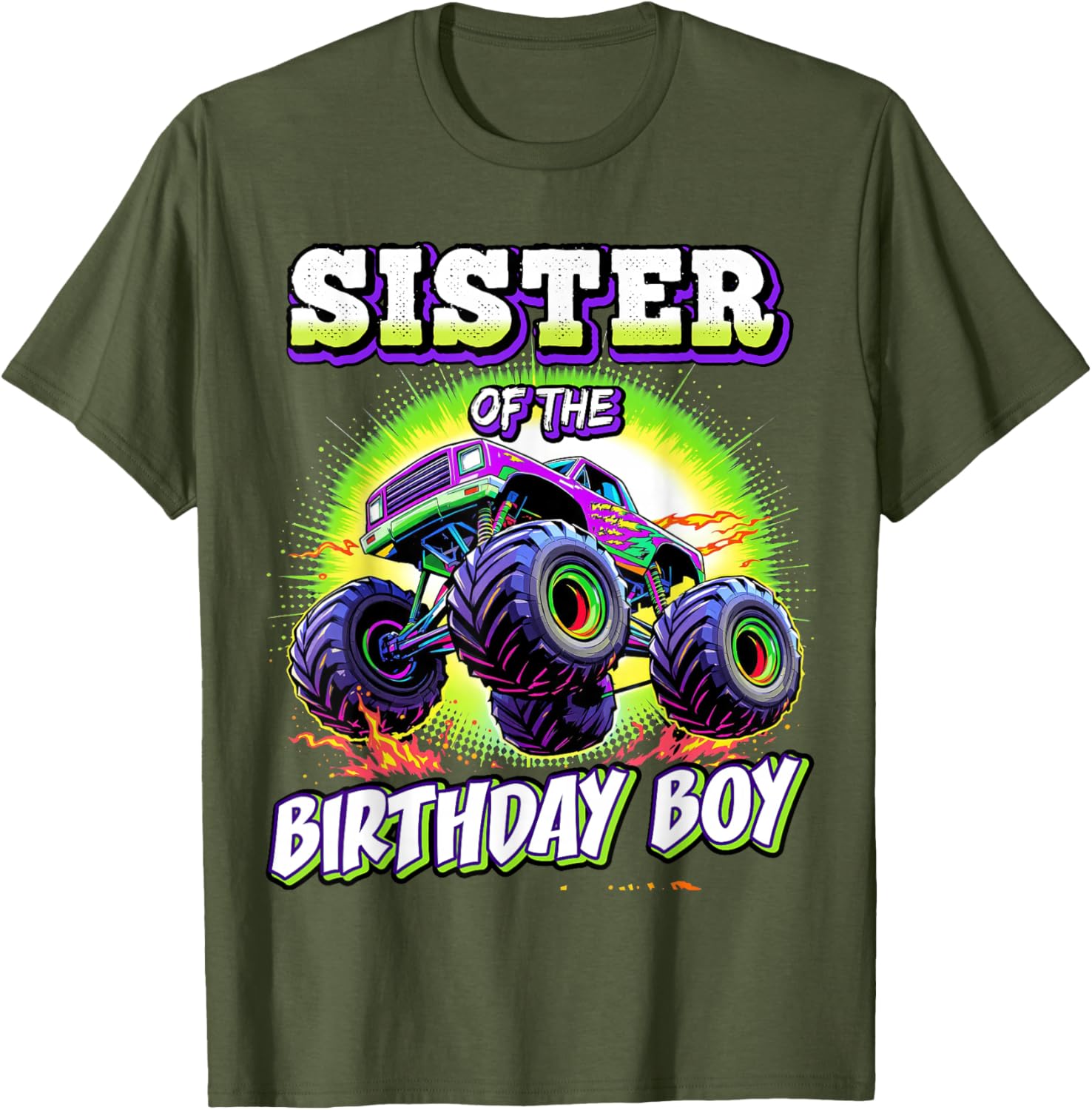 Sister of the Birthday Boy Monster Truck Party T-Shirt for Fun Celebrations - 10