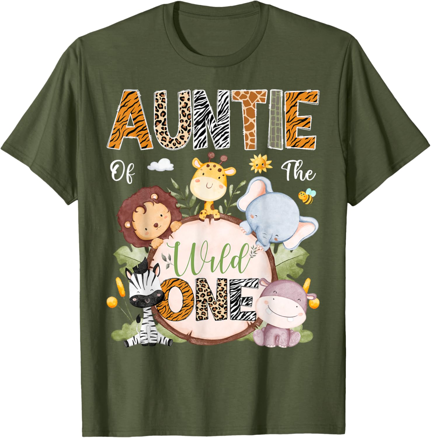 Auntie Of The Wild One 1st Birthday Safari Jungle Animals T-Shirt - 6