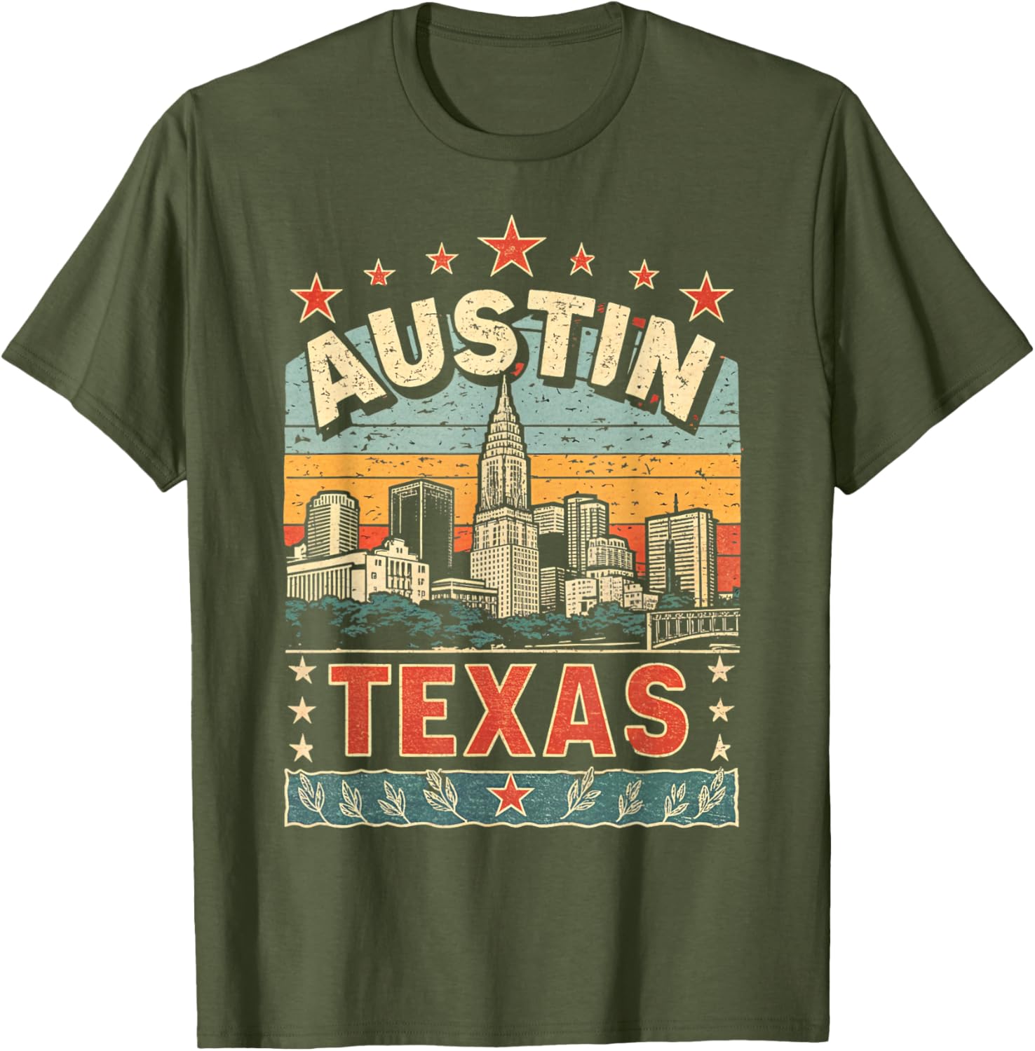 Austin Texas Skyline Vintage Graphic T-Shirt for City Lovers - 11