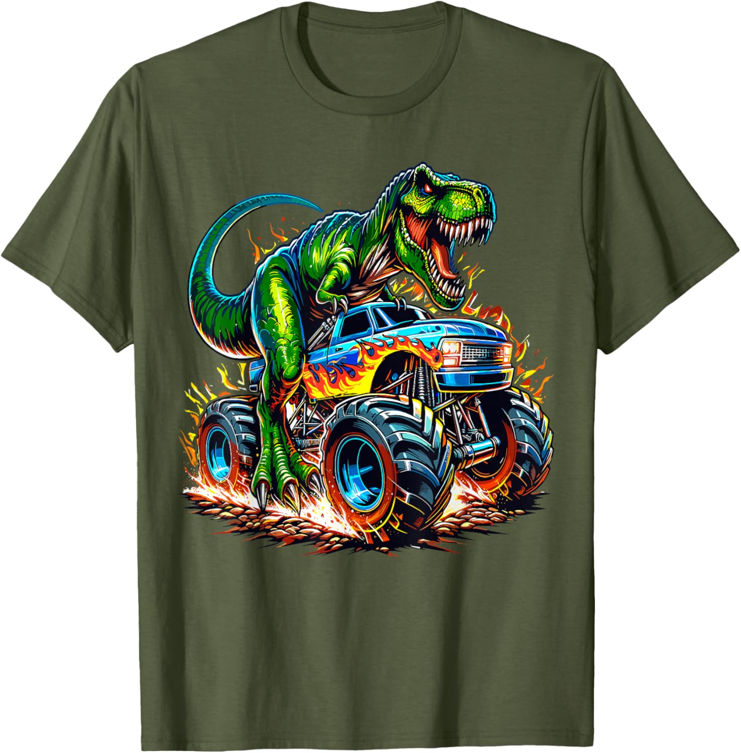 Monster Truck Dinosaur Birthday Party T-Shirt for Kids Fun Celebration - 5