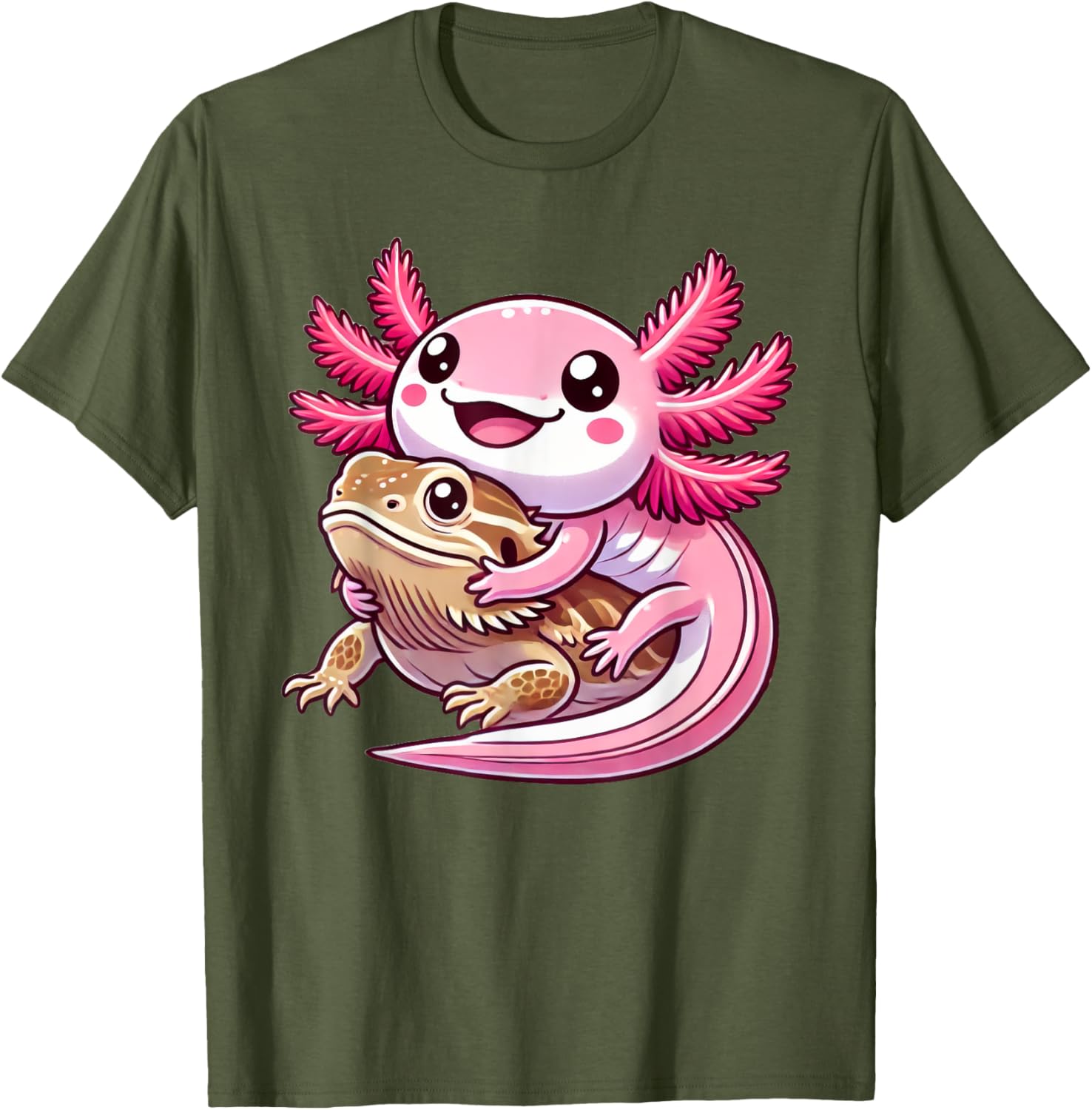 Adorable Axolotl Hugging Bearded Dragon T-Shirt for Animal Lovers - 15