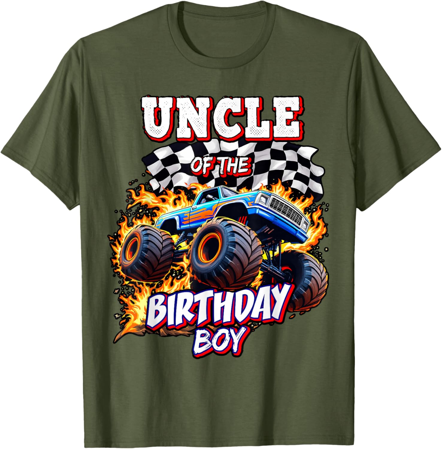 Uncle of the Birthday Boy Monster Truck Party T-Shirt for Fun Celebrations - 11