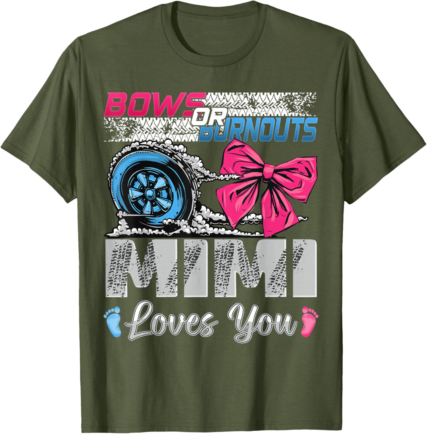 Burnouts or Bows Mimi Loves You Gender Reveal Party T-Shirt for Kids - 2