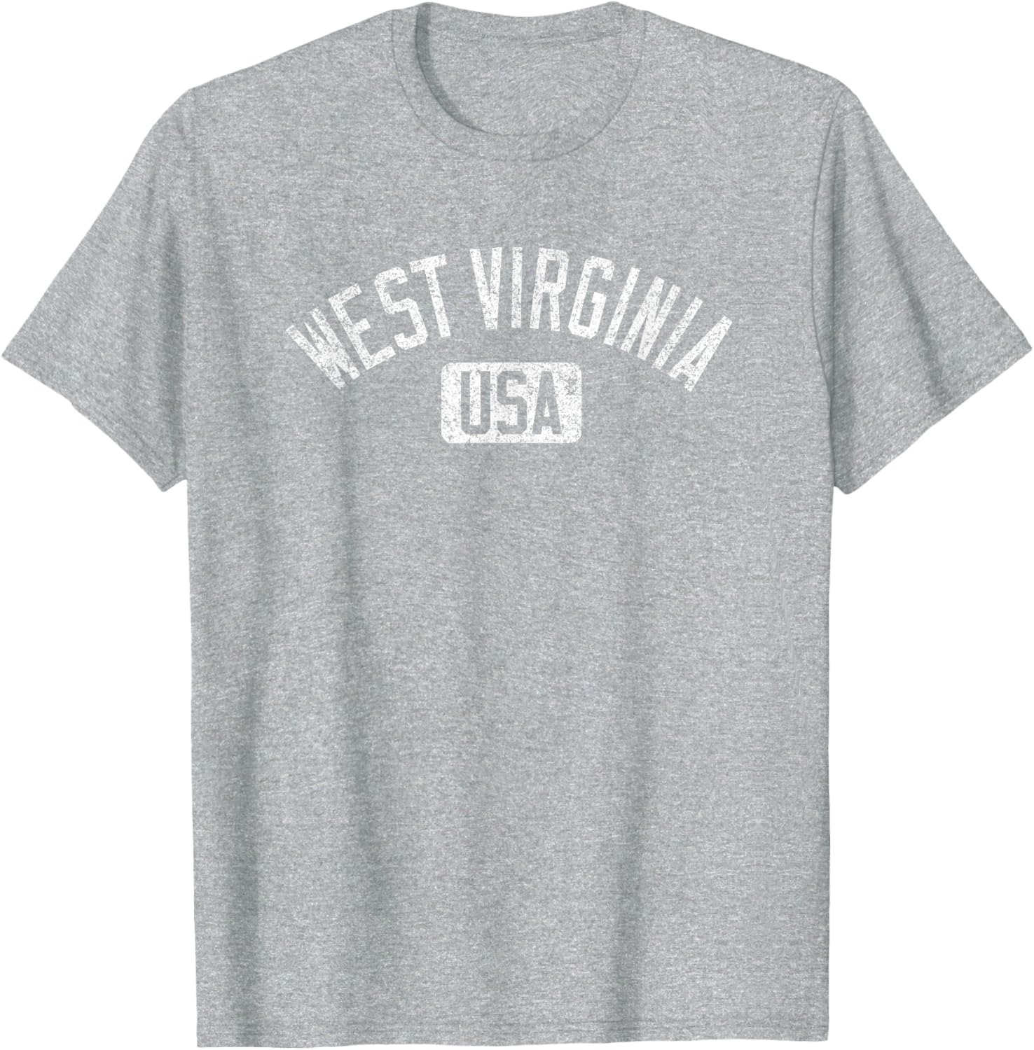 West Virginia Arched Text Distressed White Print T-Shirt for Casual Style - 19