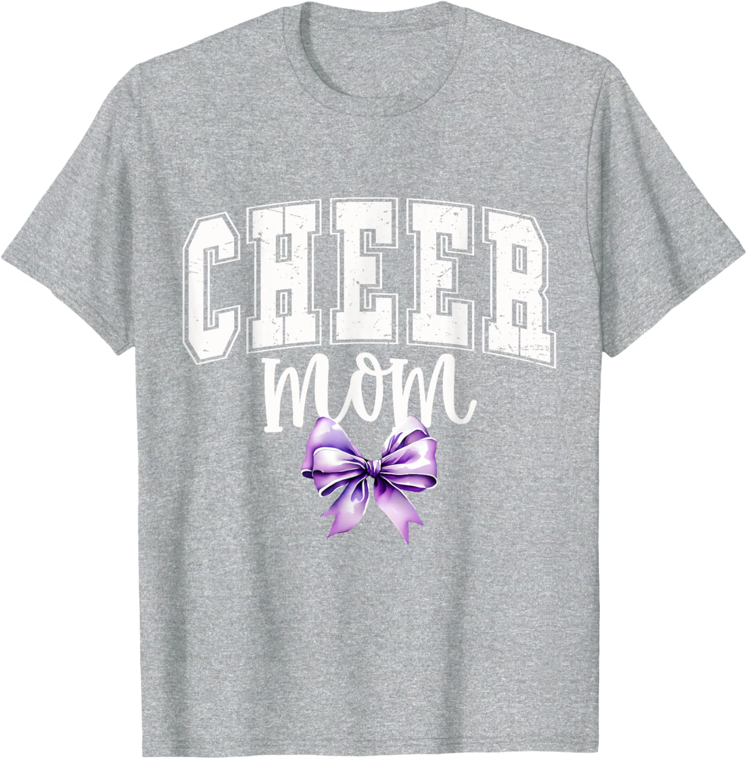 Cheer MOM Coquette Purple Bow Cheerleader T-Shirt for Supportive Moms - 15