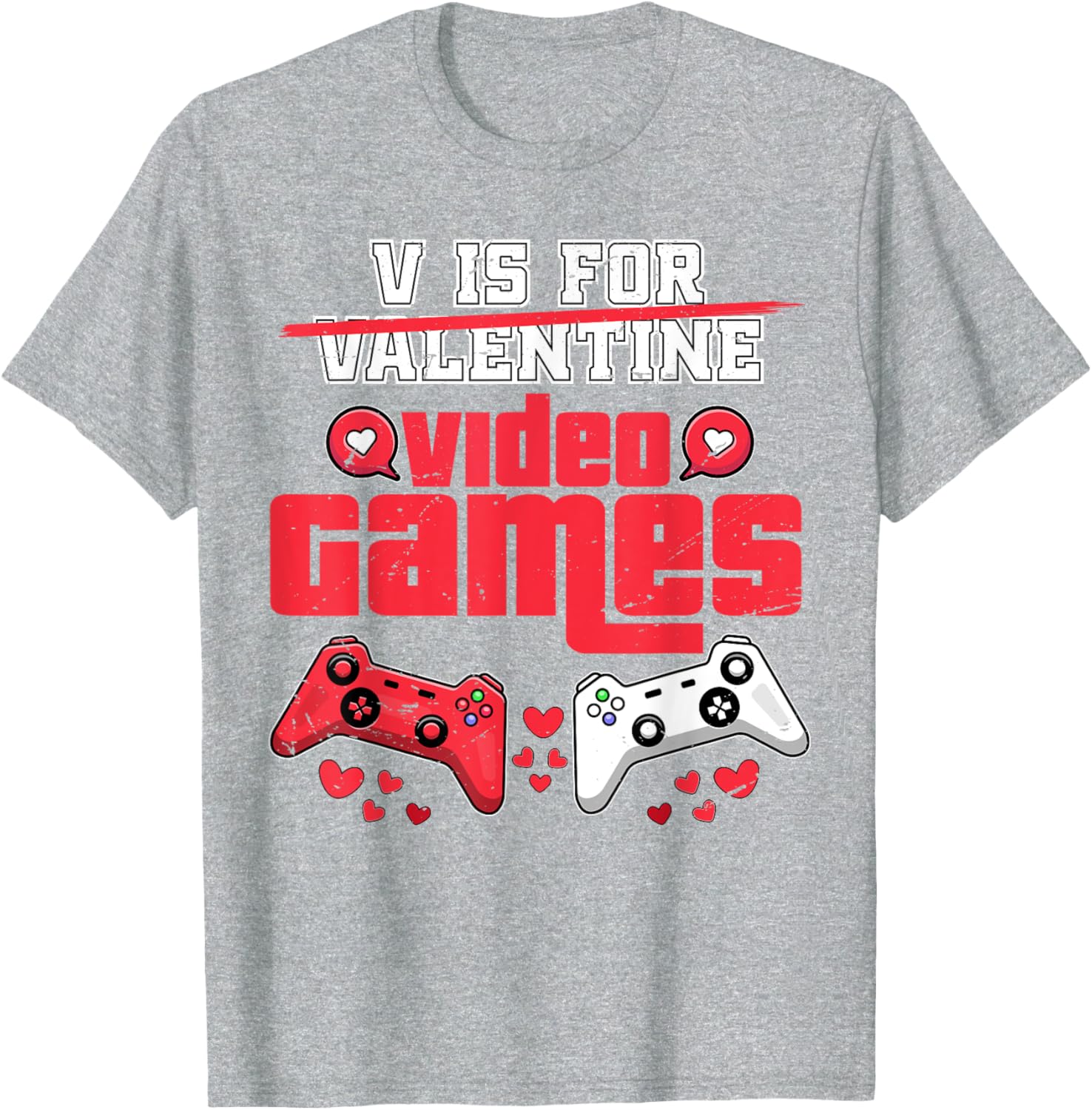V Is For Video Games Men's Valentine's Day T-Shirt for Gamers - 17