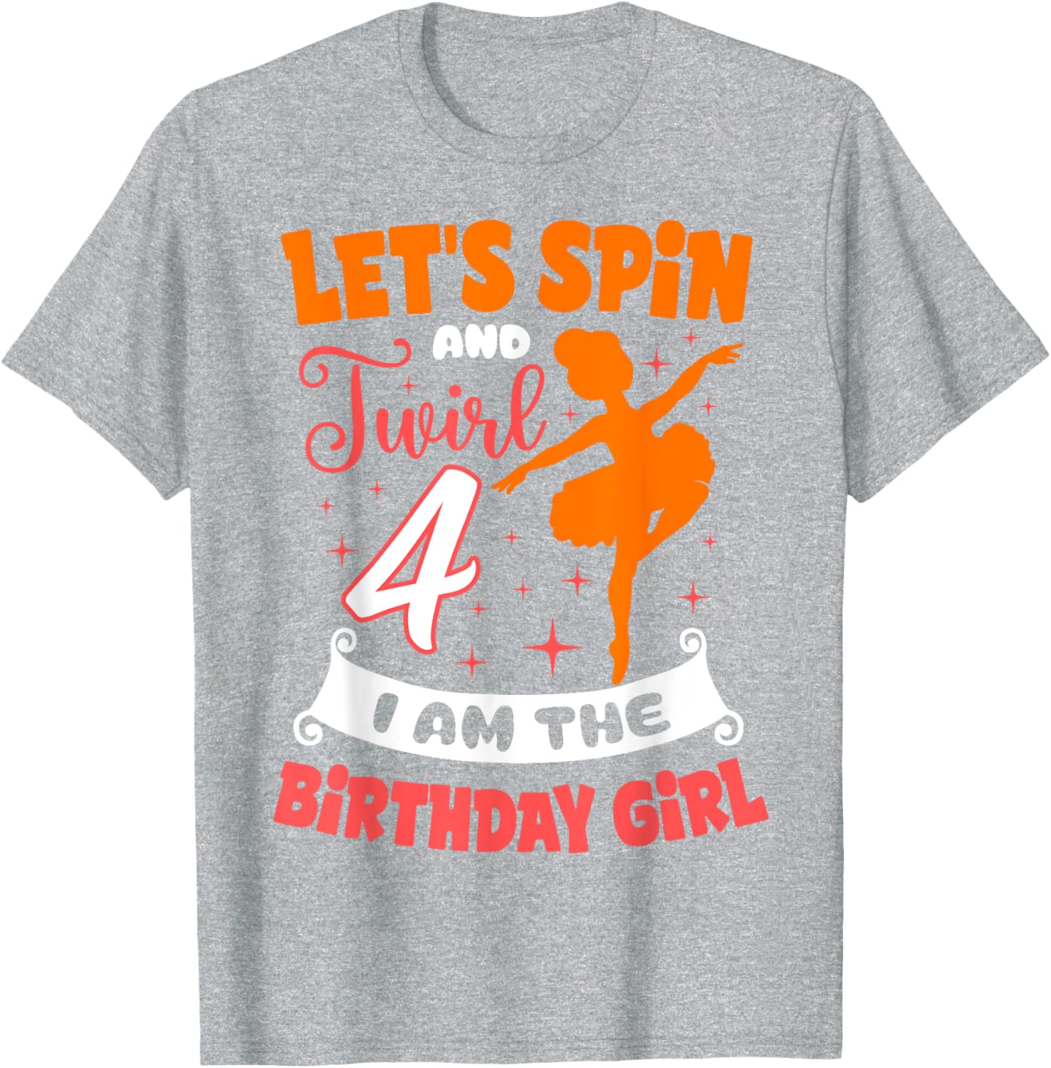 Ballerina Birthday Girl 4th Bday Pointe T-Shirt for Young Dancers - 7
