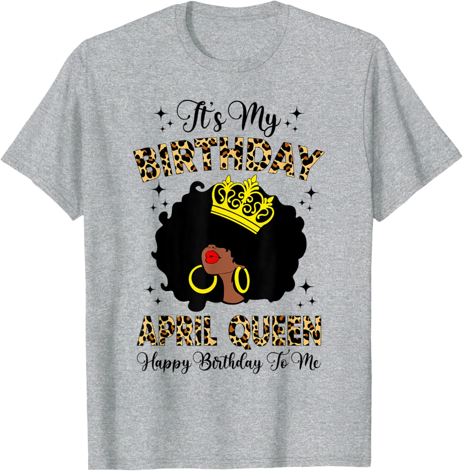 April Black Queen Birthday T-Shirt for Women with Leopard Print Afro Design - 3