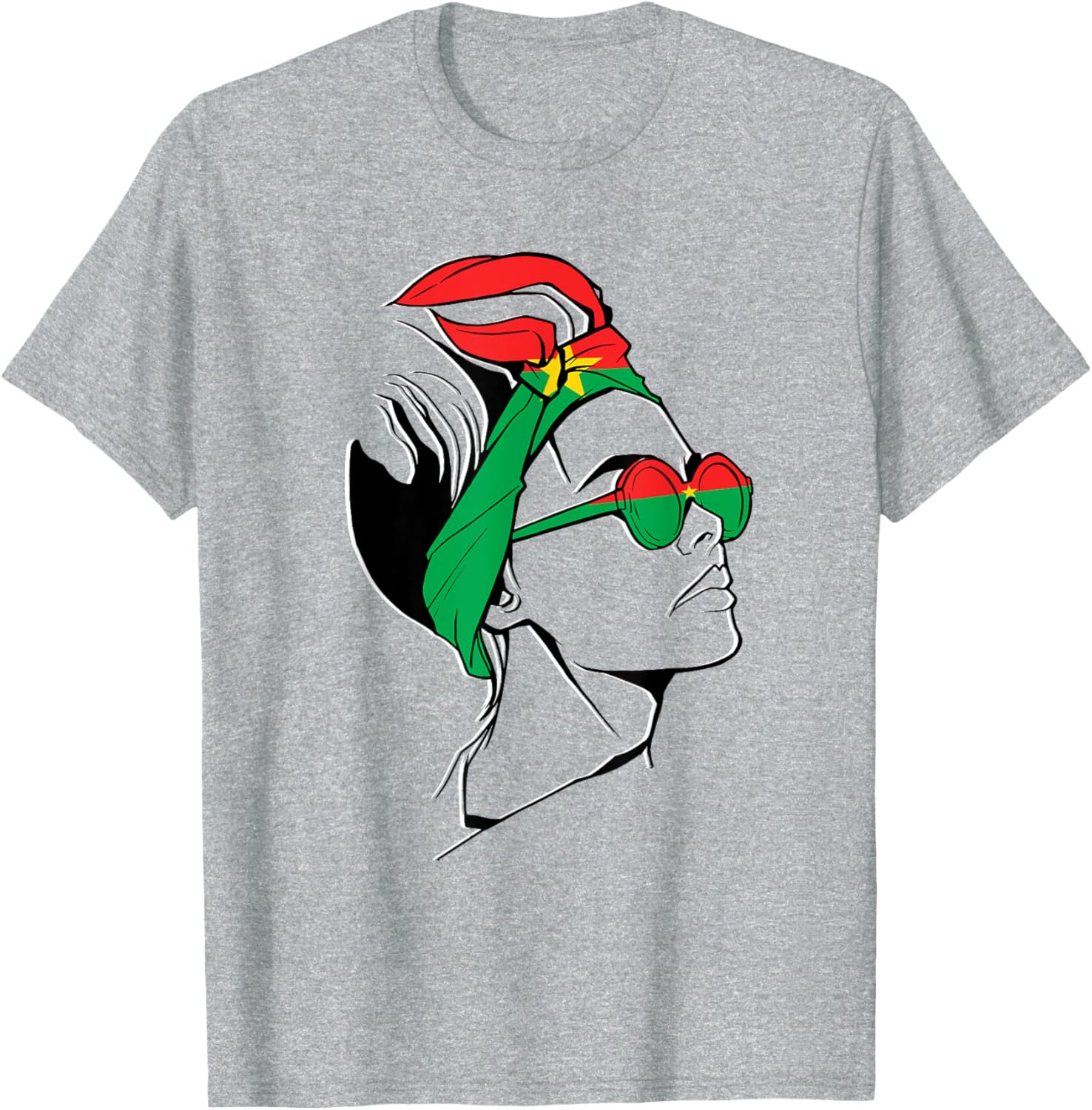 Burkina Faso Pride T-Shirt with Headscarf Design for Women - 12