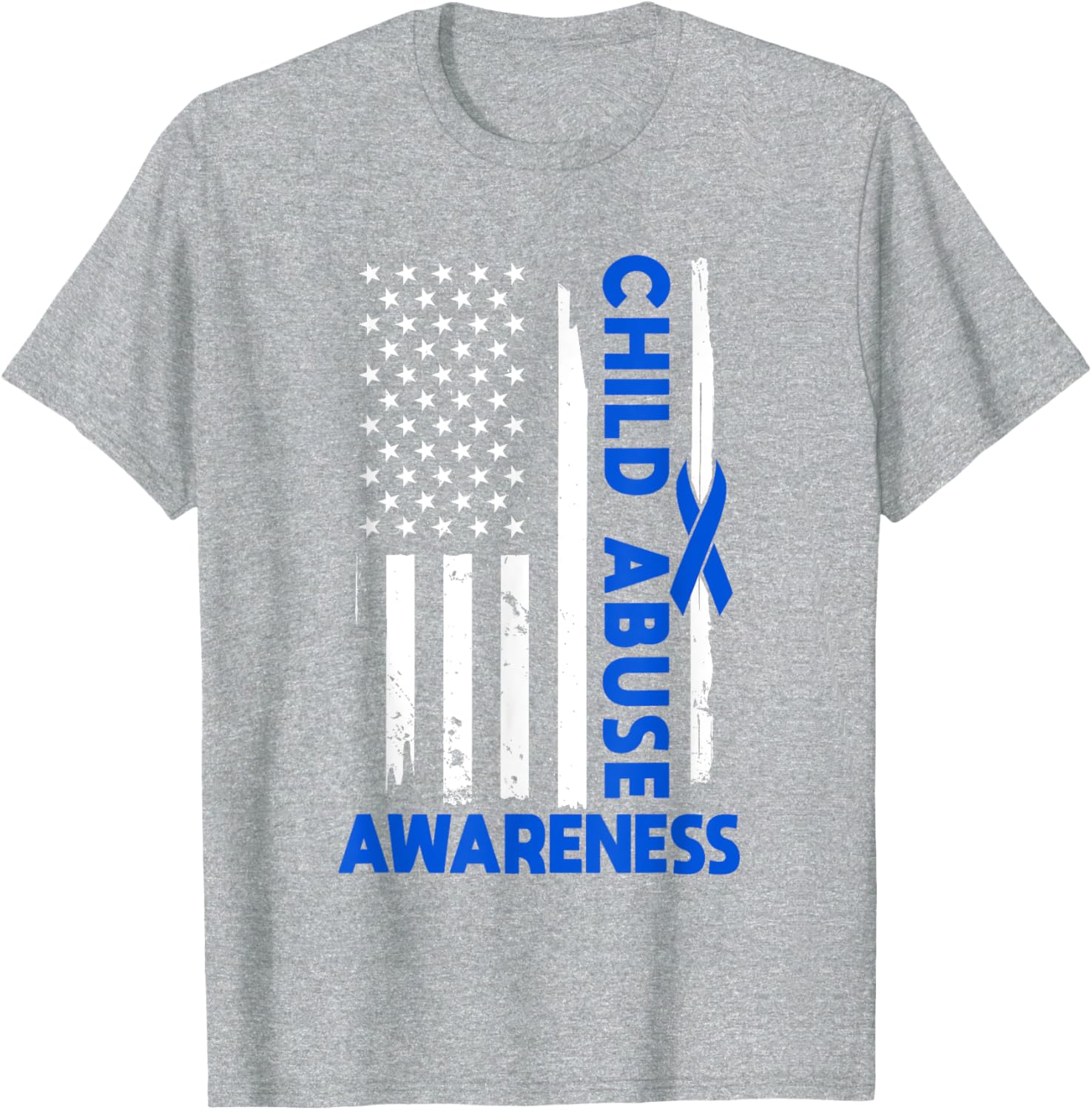 American Flag Child Abuse Awareness Wear Blue Ribbon T-Shirt for Kids - 10