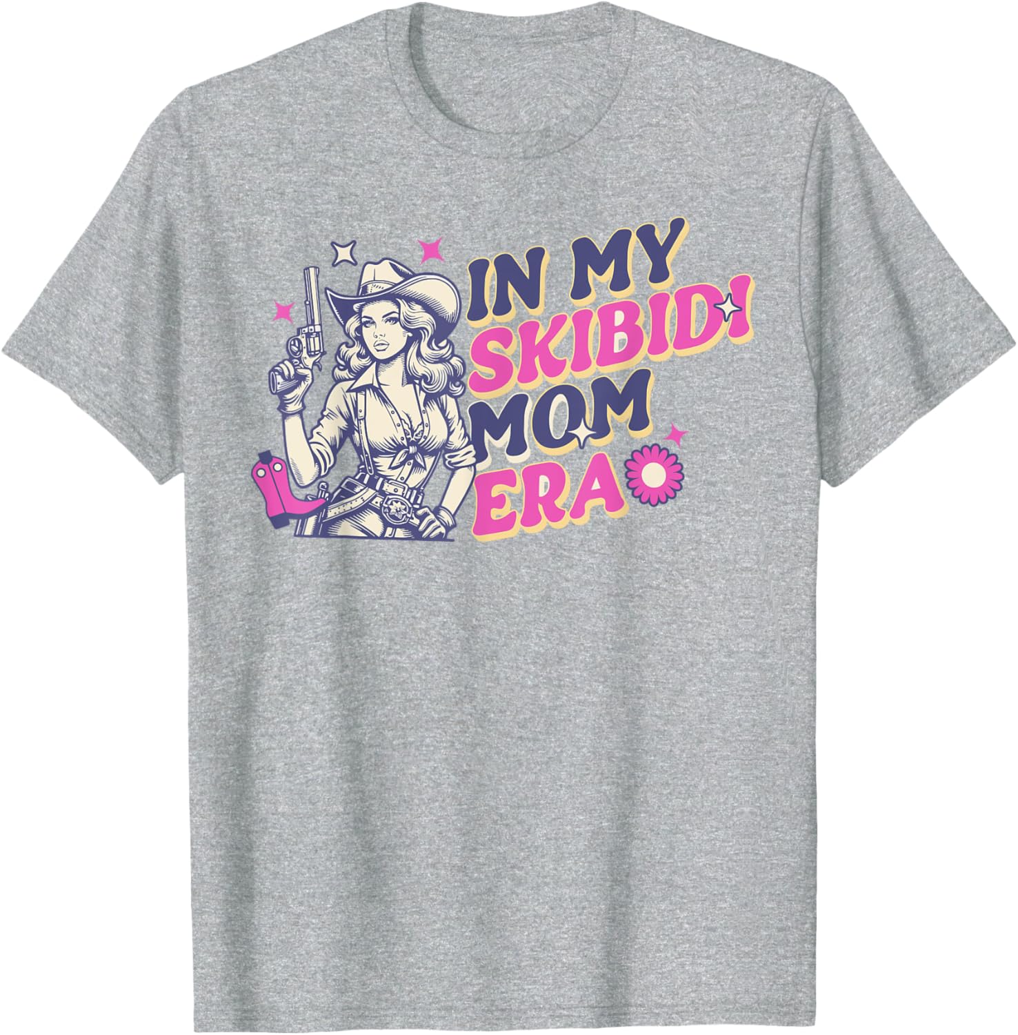 Vintage Skibidi Mom Era Cowgirl Western Rodeo T-Shirt for Women - 4