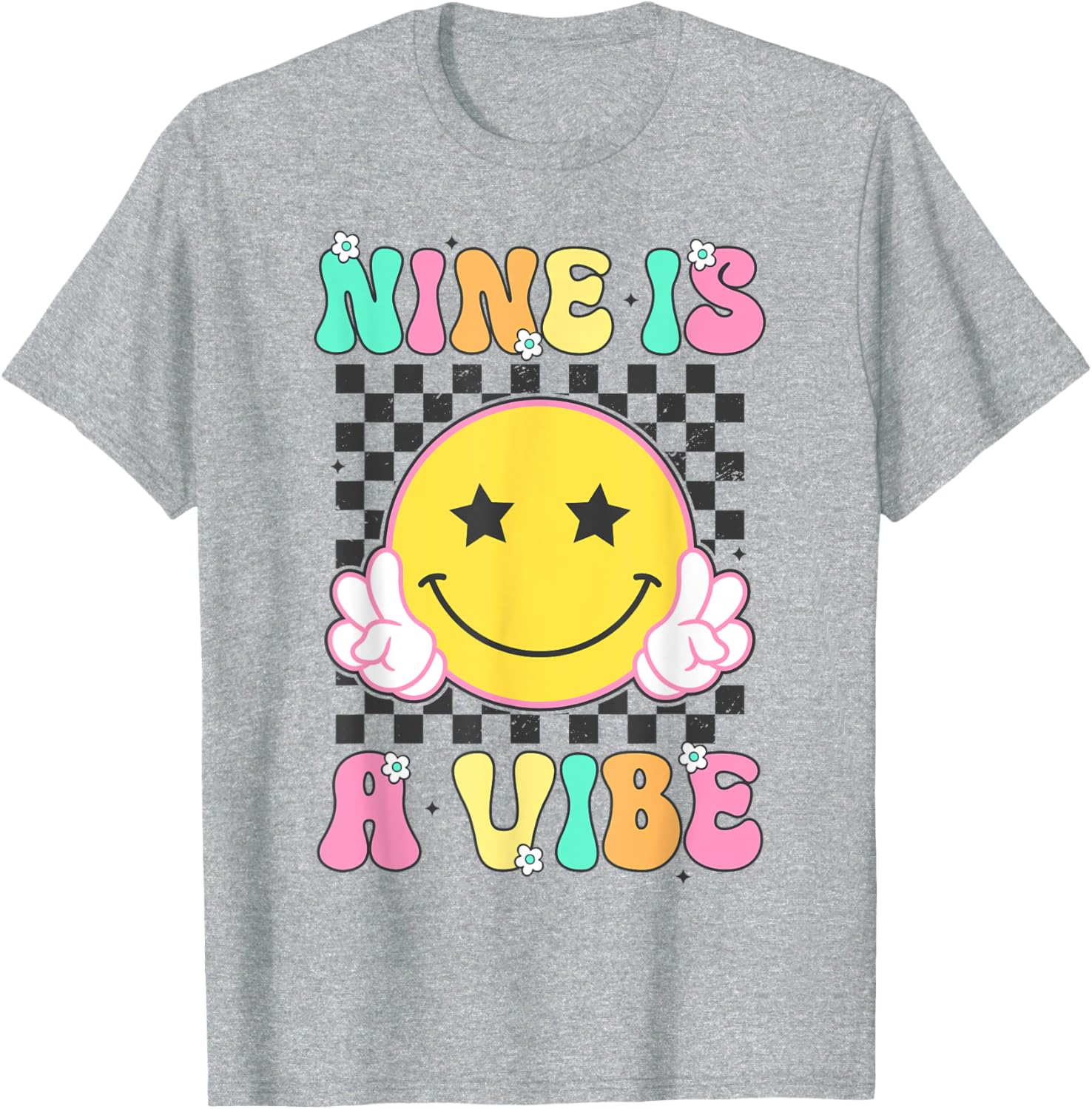 Groovy 9th Birthday T-Shirt for Girls - Nine is a Vibe Celebration Tee - 2