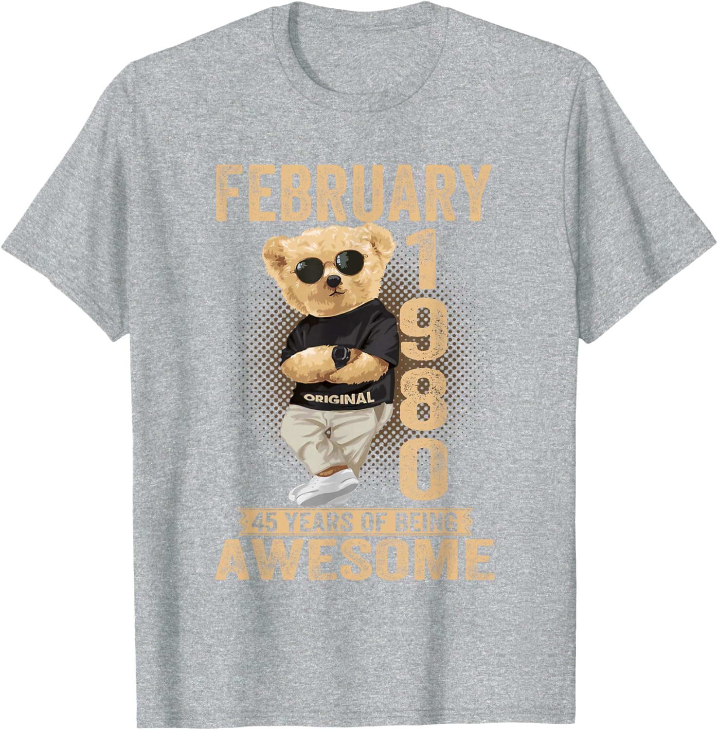 Awesome 1980 Teddy Bear T-Shirt for February 45th Birthday Celebration - 25