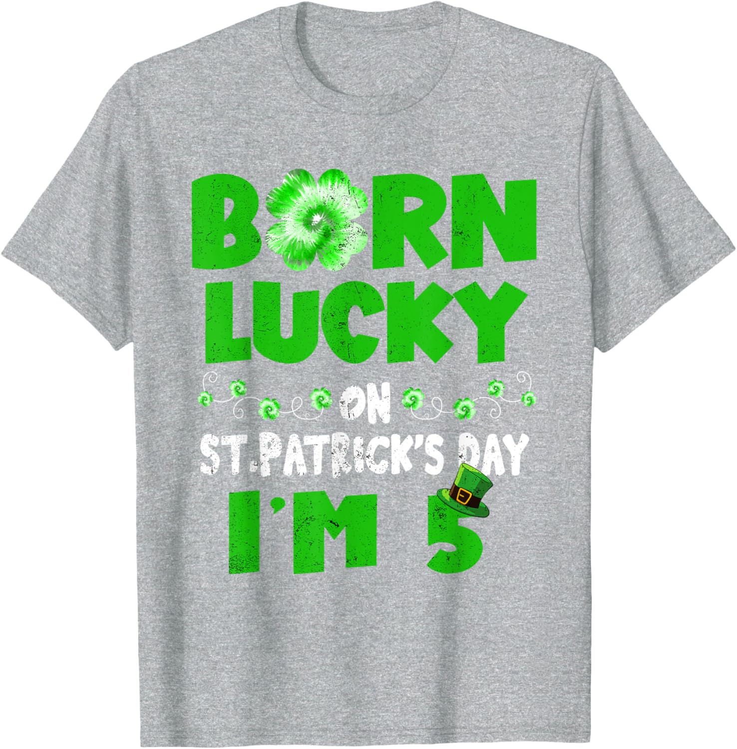 Born Lucky St. Patrick's Day 5th Birthday T-Shirt for Boys and Girls - 10