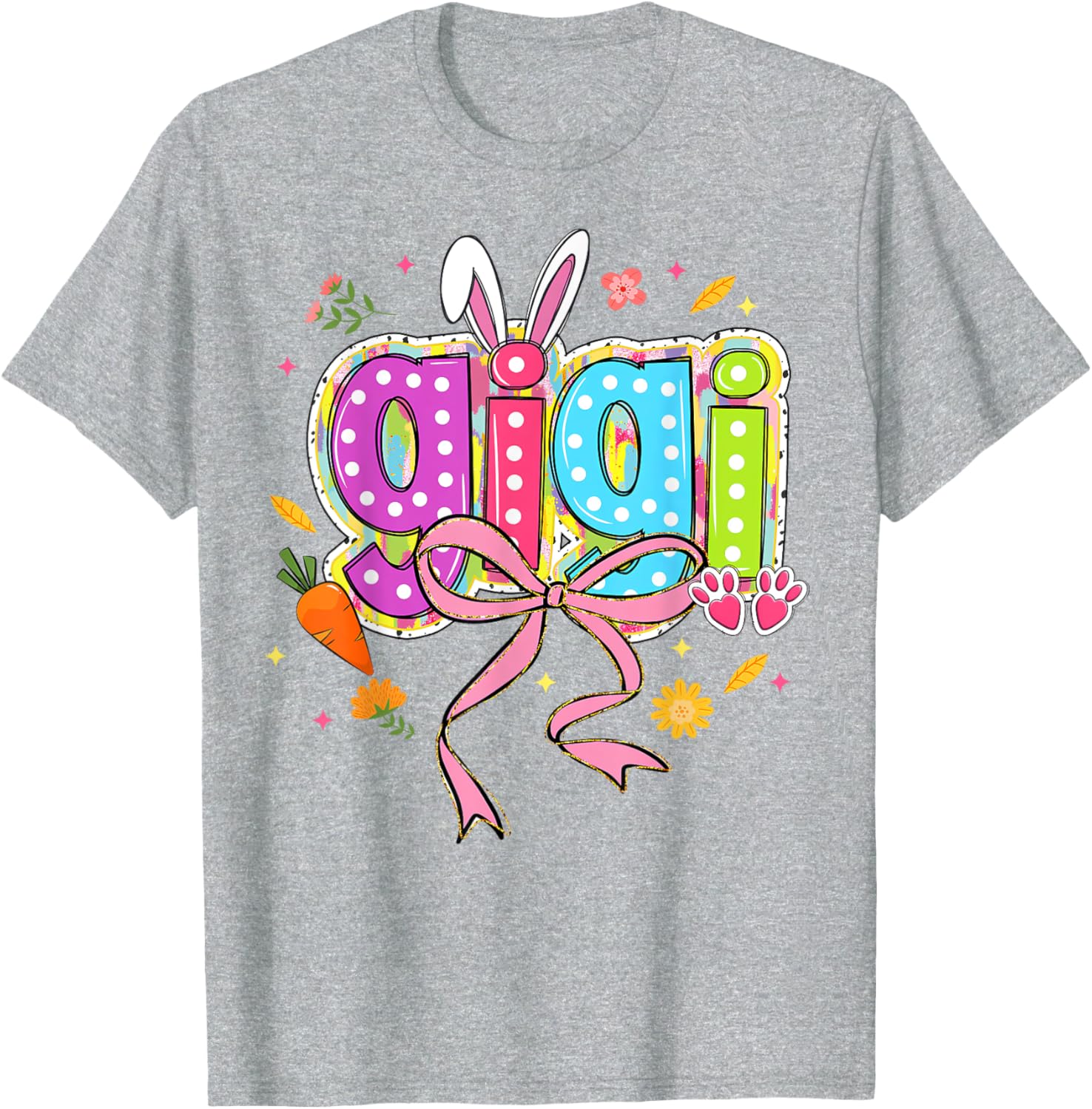 Coquette Bow Bunny Gigi Easter T-Shirt with Boho Floral Design for Family - 11