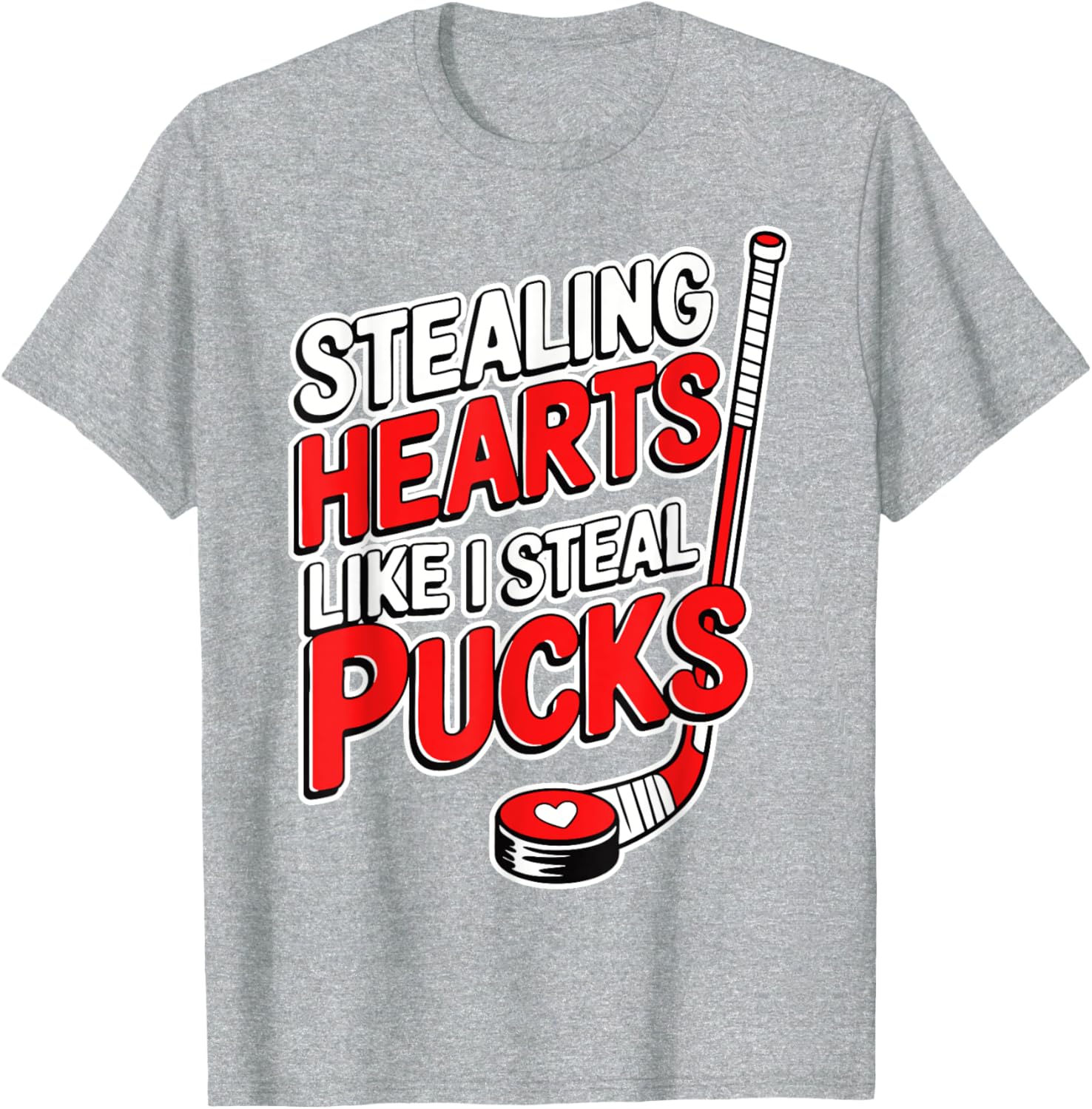 Stealing Hearts Like Pucks Valentine's Day Hockey T-Shirt for Fans - 2