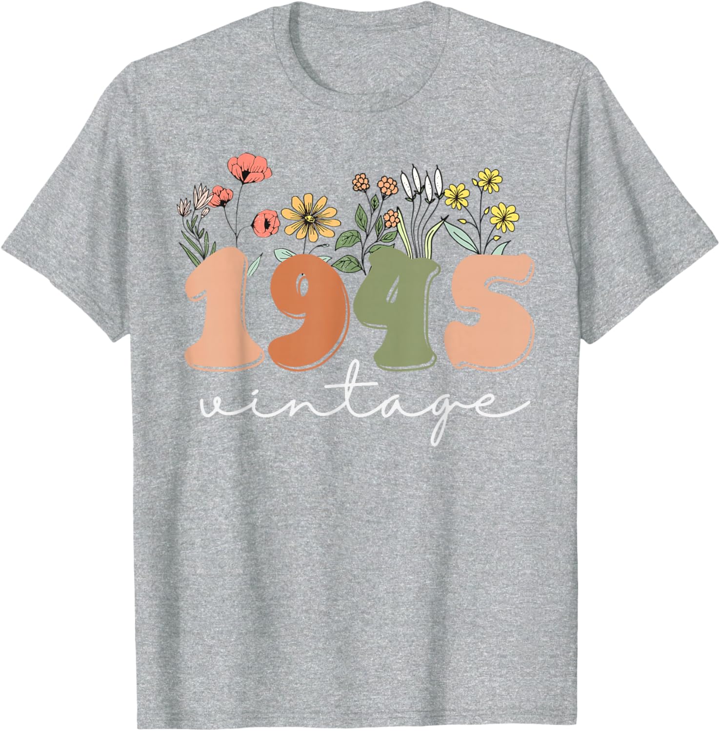 Vintage 1945 80th Birthday Wildflower Tee for Women - Unique Gift Idea - 12