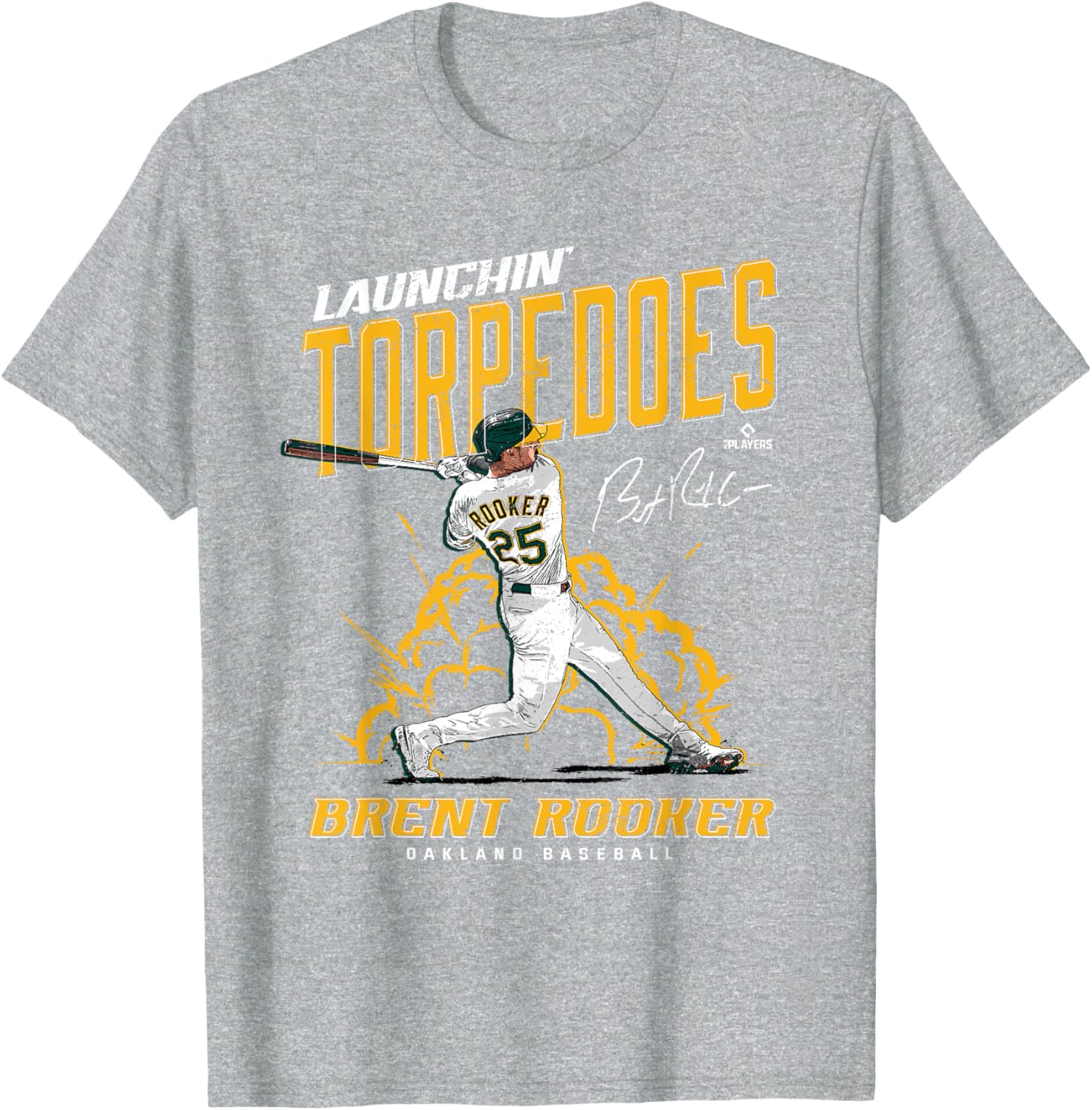 Brent Rooker Launchin' Torpedoes Oakland Baseball T-Shirt for Fans - 1