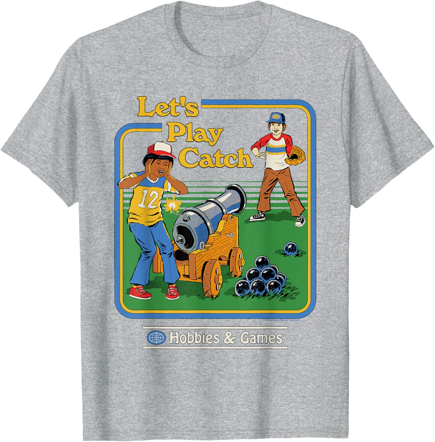 Funny Vintage Let's Play Catch Cannon T-Shirt for Adults - Retro Humor Tee - 10