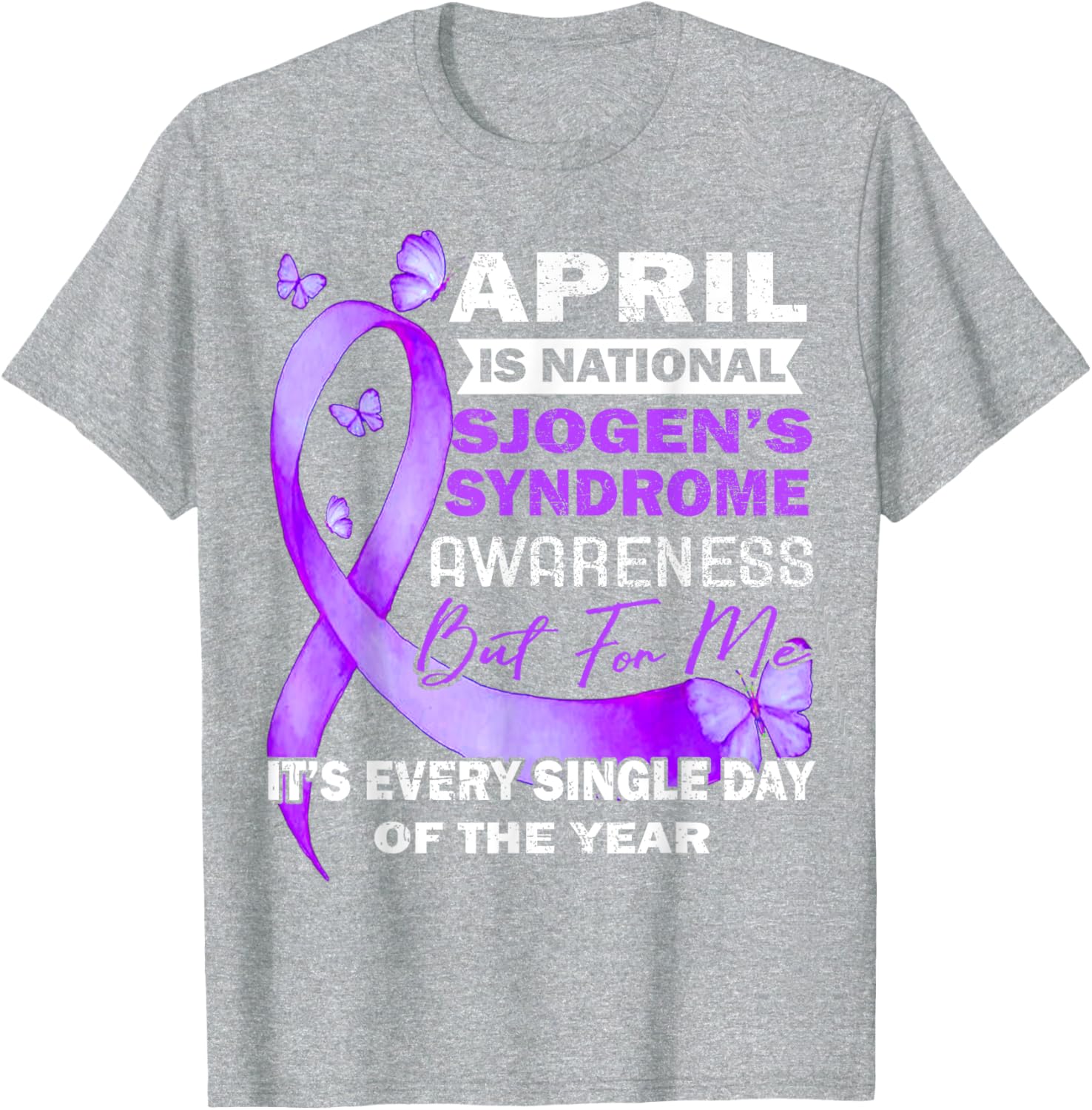 April Wear Purple Ribbon Sjögren's Syndrome Awareness T-Shirt for Support - 8