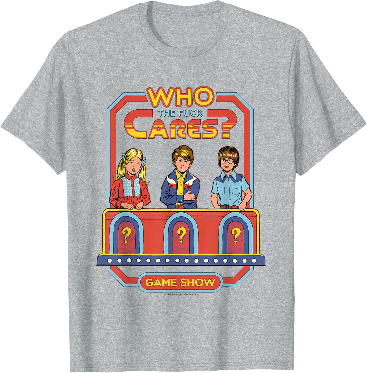 Who Cares Game Show T-Shirt Vintage Sarcastic Humor for Adults - 1
