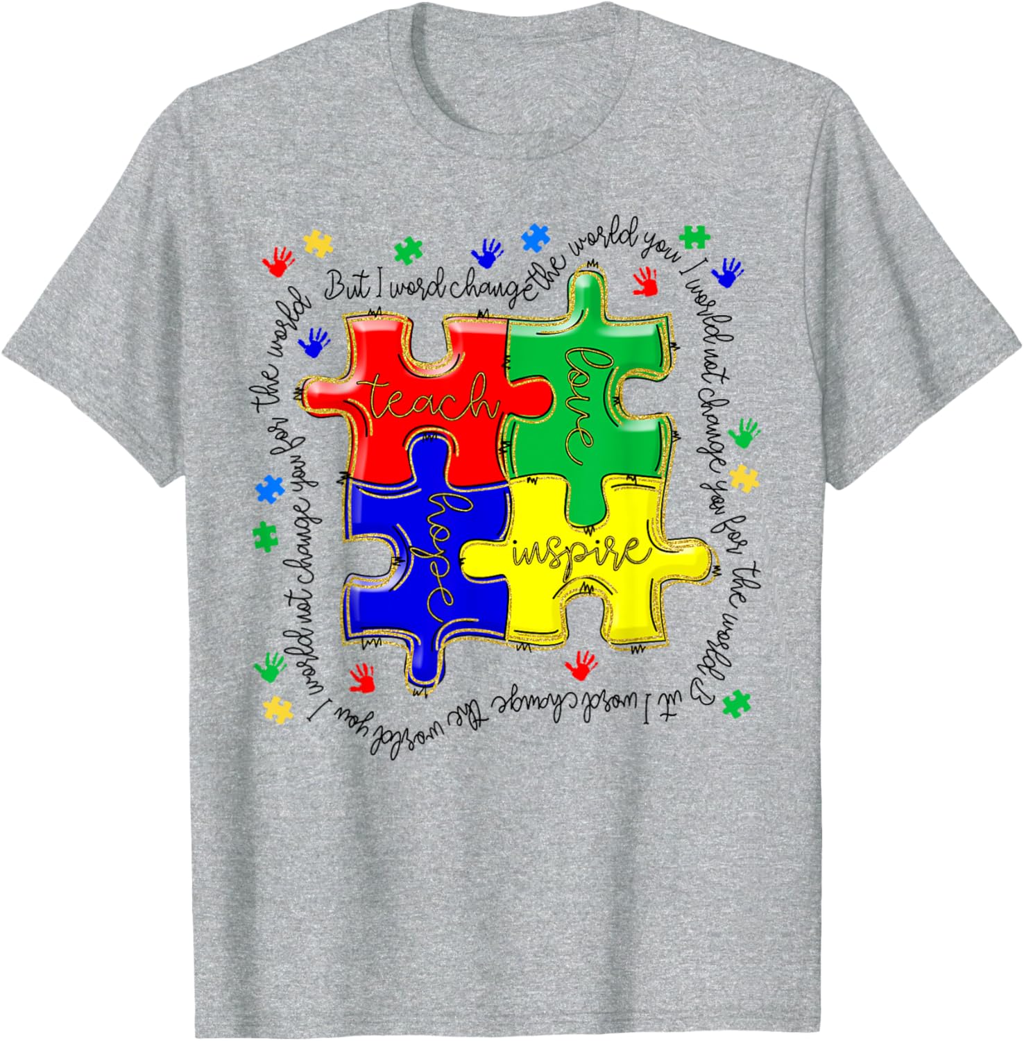 Autism Awareness Teacher Puzzle Shirt Teach Accept Understand Love - 2
