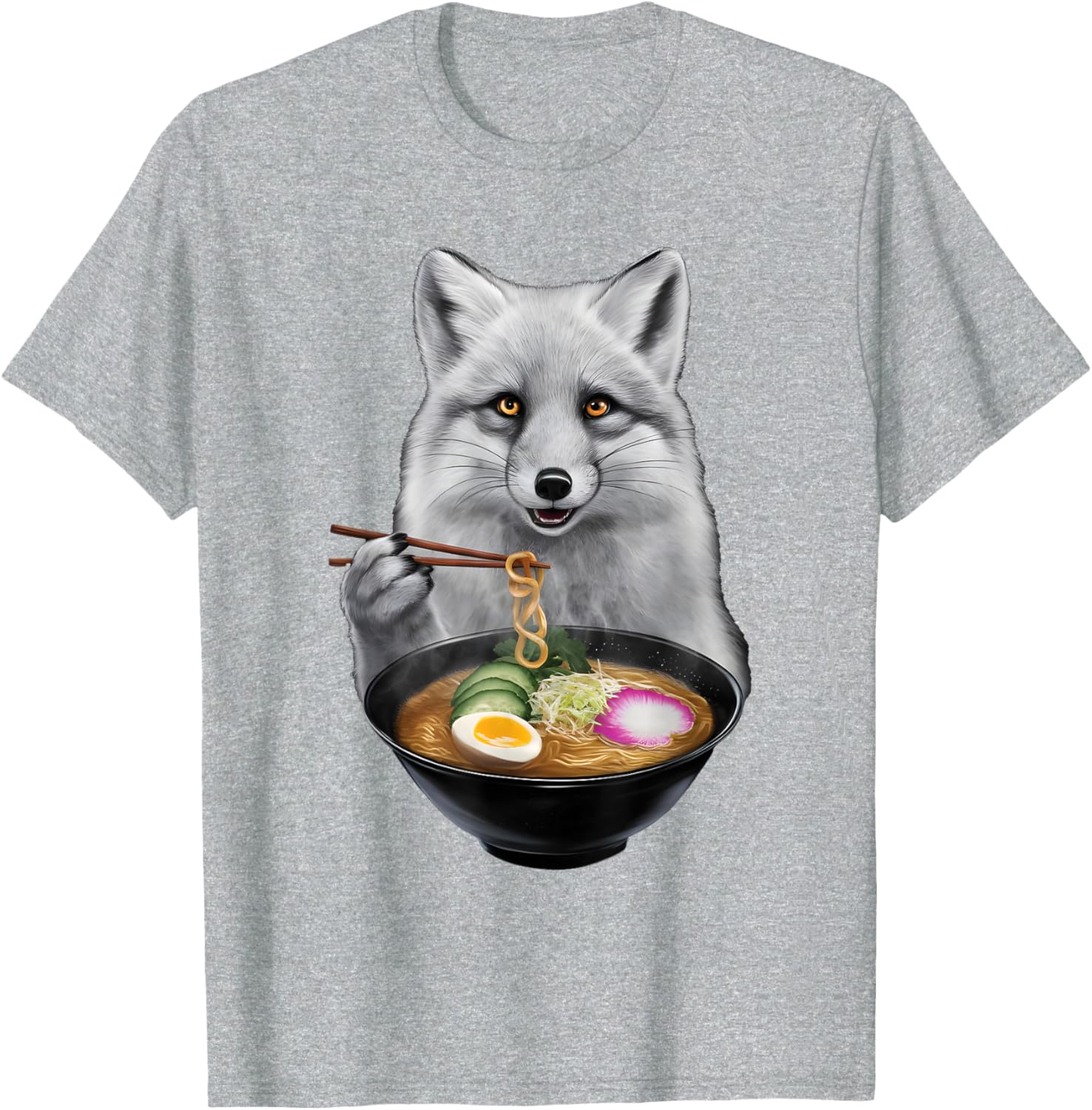 Arctic Fox Enjoying Ramen T-Shirt Fun and Unique Apparel for Animal Lovers - 13