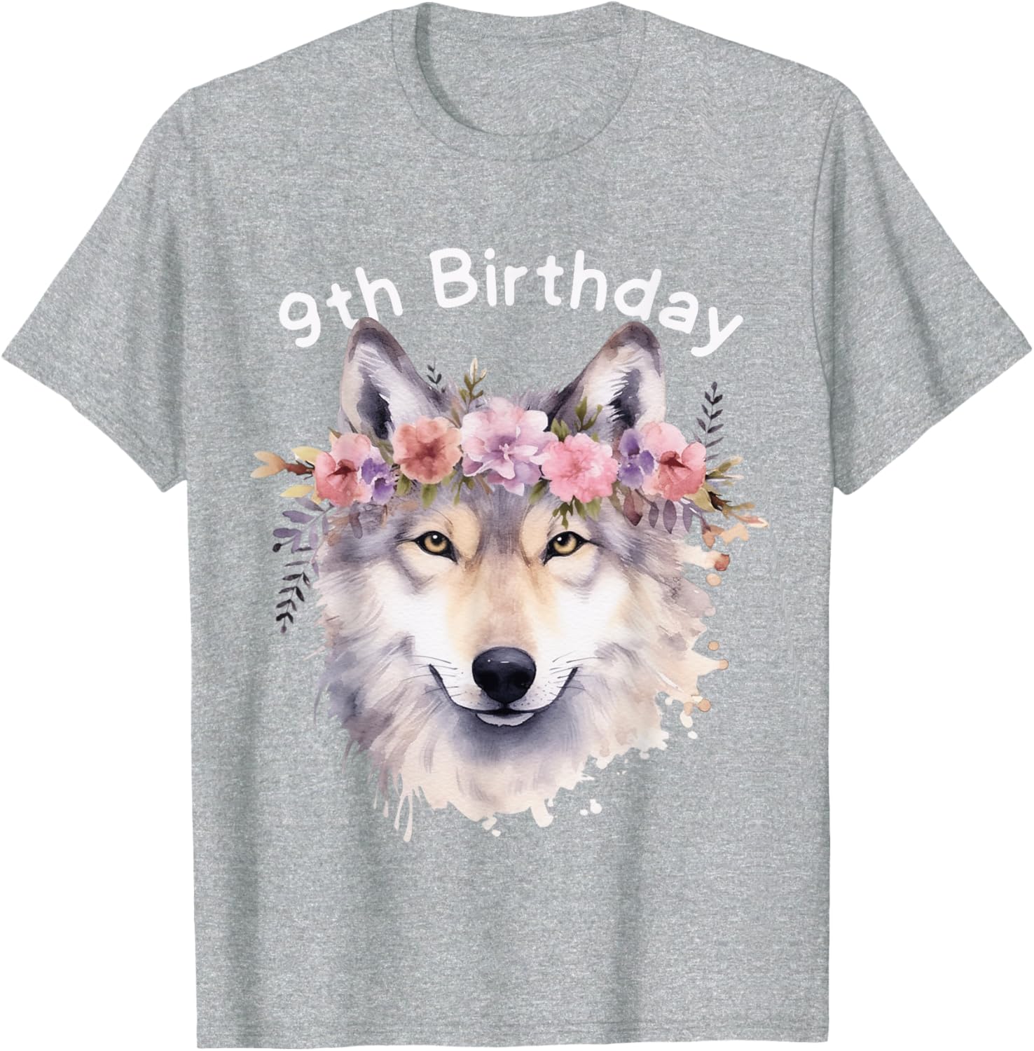 9th Birthday Wolf Pack T-Shirt for Girls - Cute Wolves Party Tee - 19