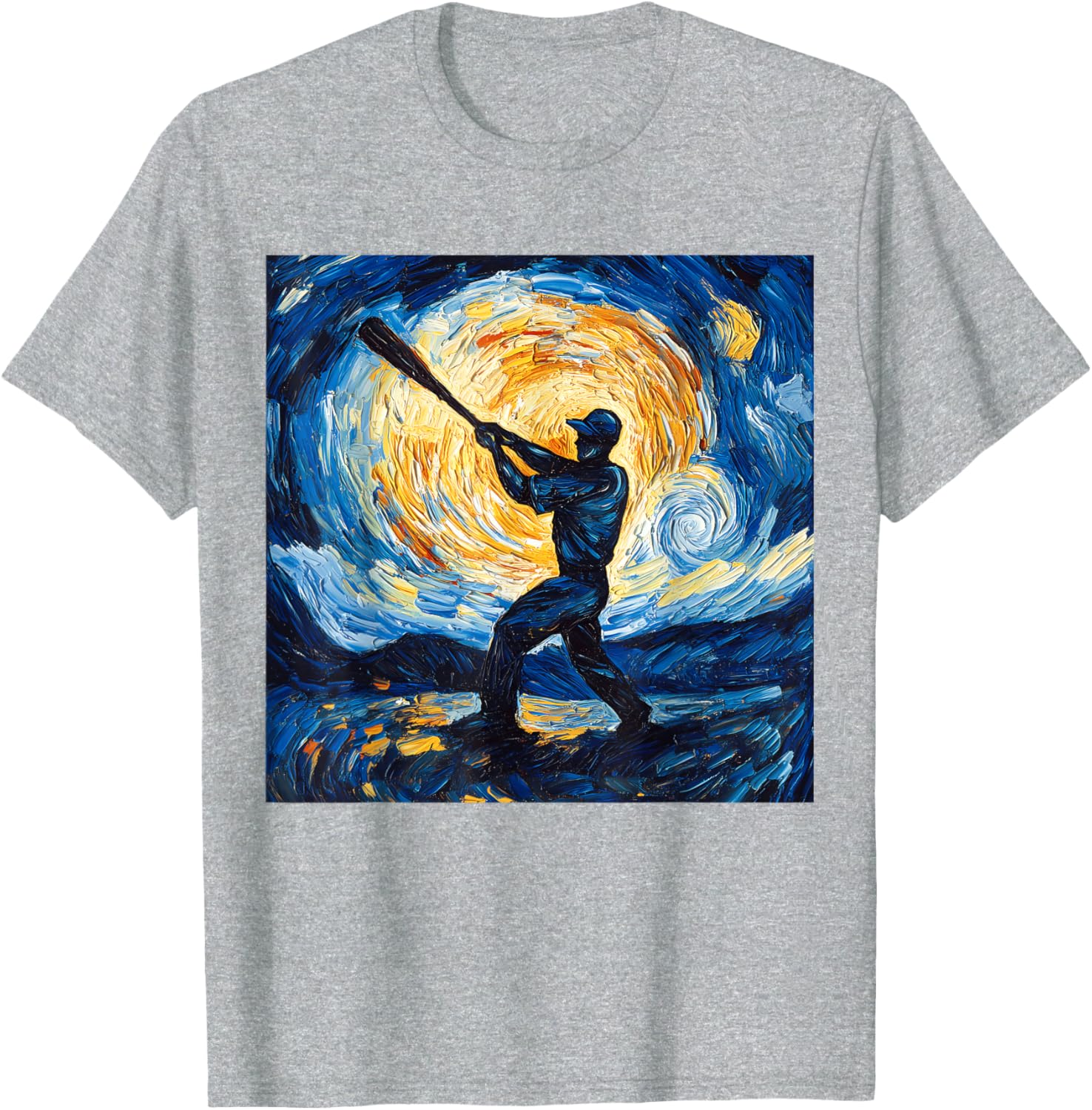 Van Gogh Starry Night Baseball Player T-Shirt for Art and Sports Lovers - 2