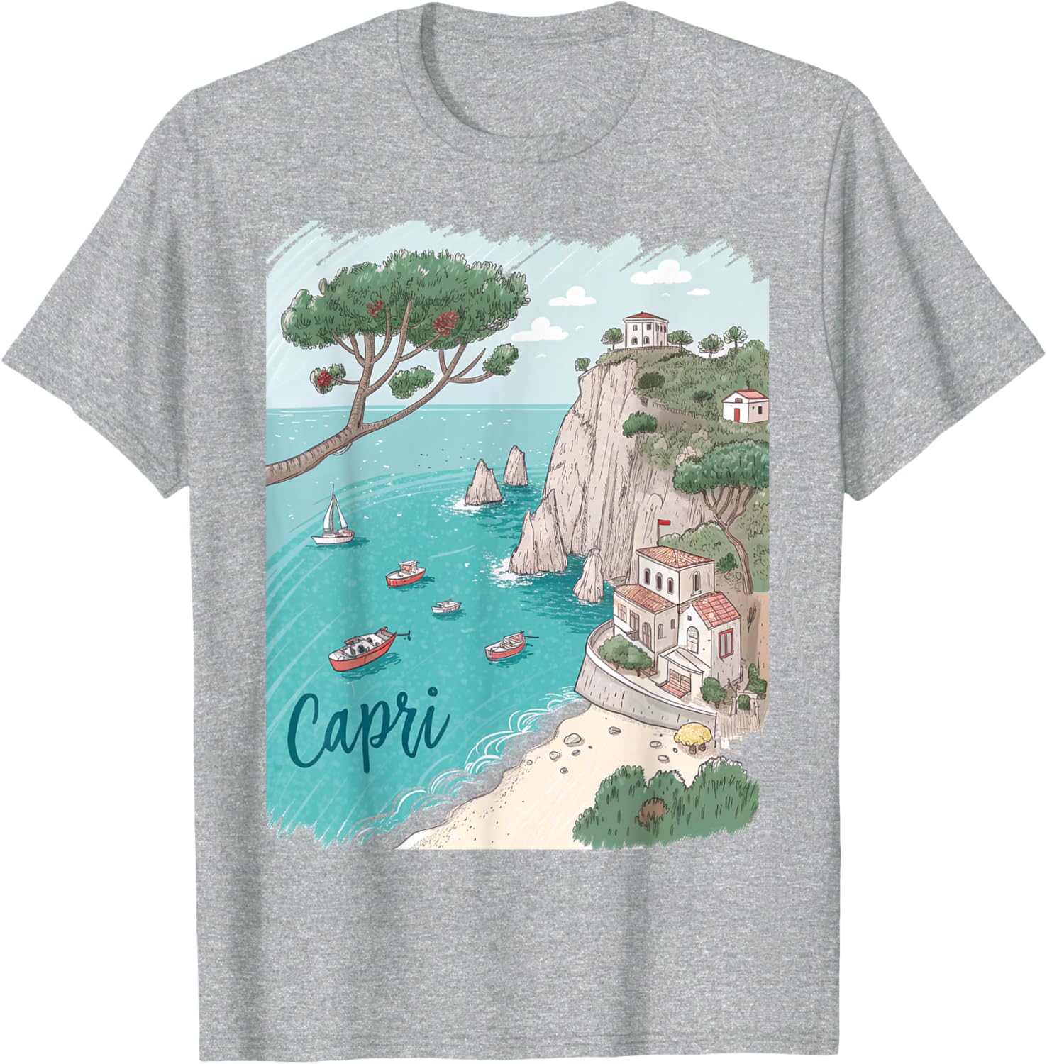 Capri Italy Scenic Coastal View T-Shirt - Perfect Souvenir Gift Idea - 4