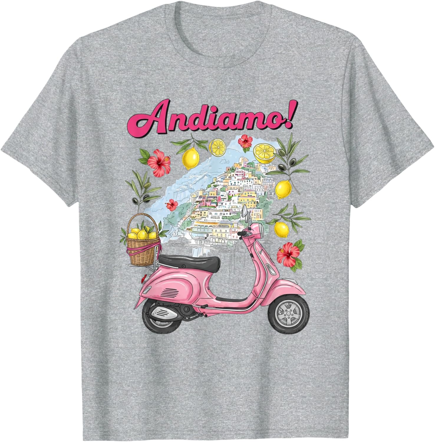 Andiamo Positano Lemon Scooter Travel T-Shirt for Italian Adventure Lovers - 4