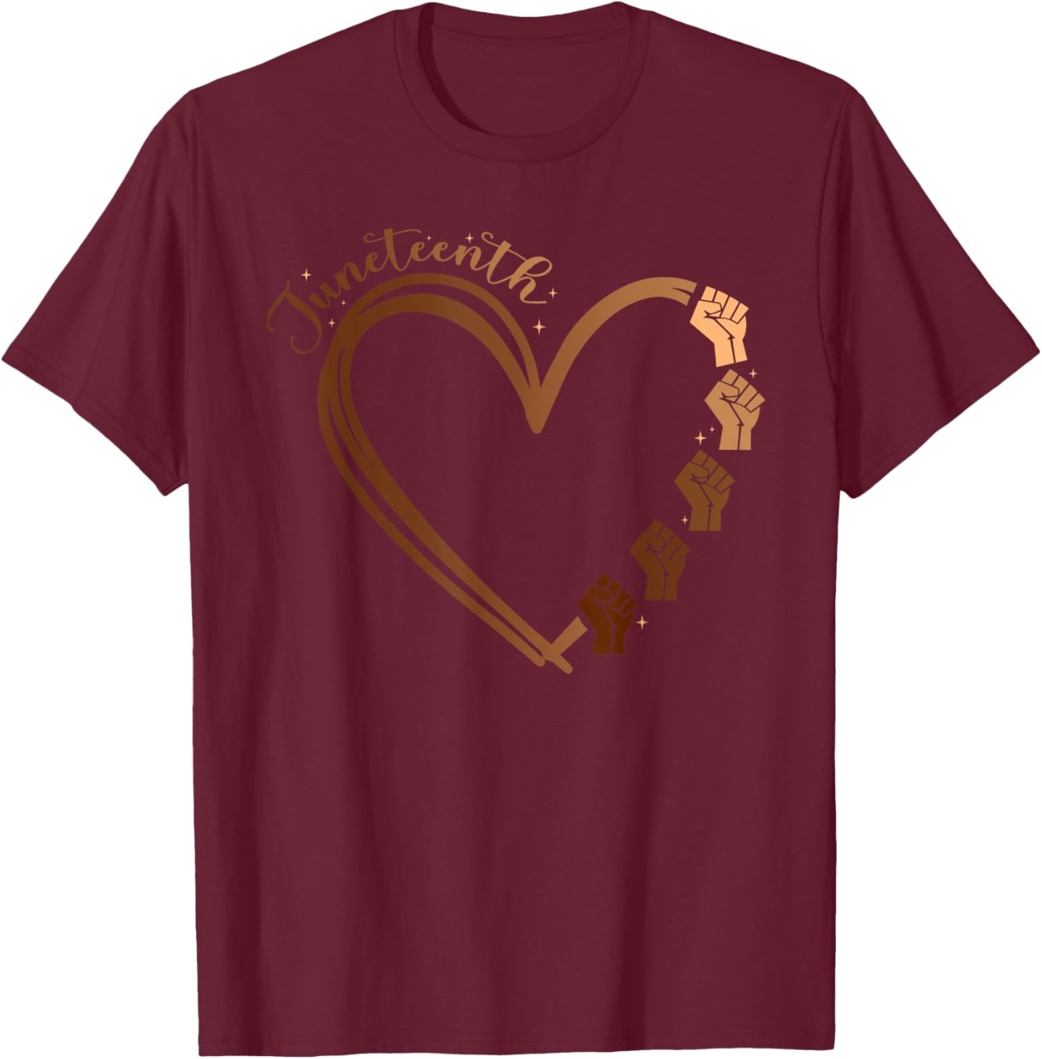Juneteenth Heart Fist T-Shirt Celebrating Melanin and Black History Month - 18
