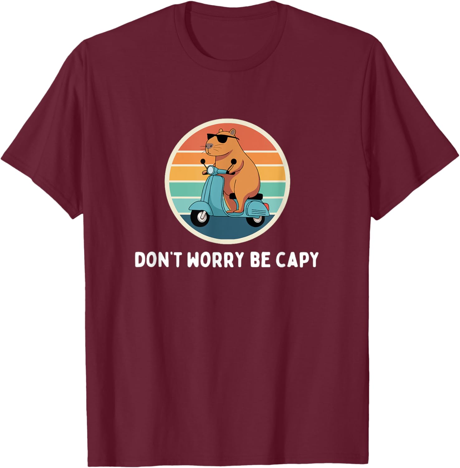 Funny Capybara T-Shirt Don't Worry Be Capy Cute Rodent Apparel - 5