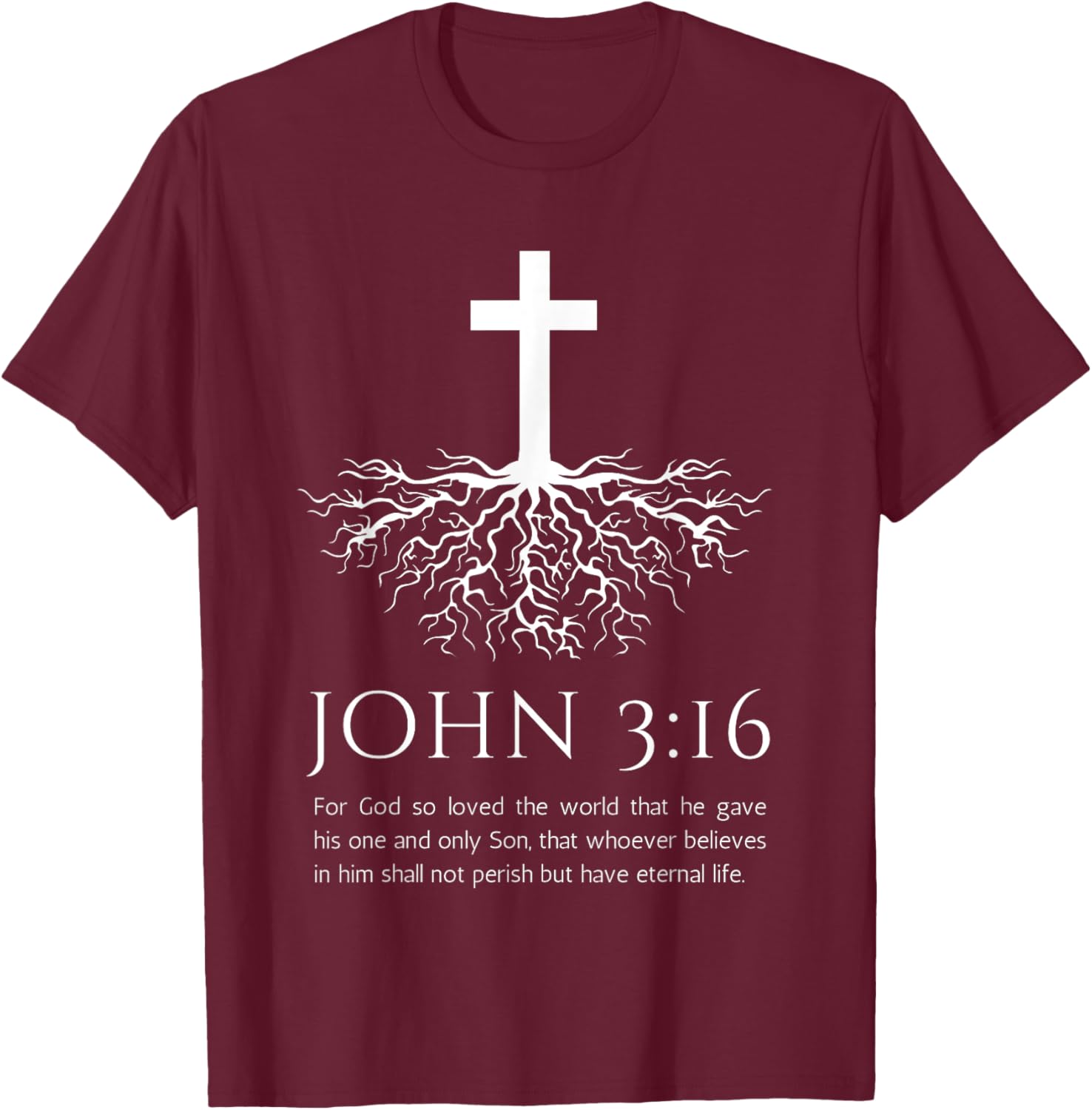 John 3:16 Jesus Cross T-Shirt with Tree Design - Christian Faith Apparel - 3
