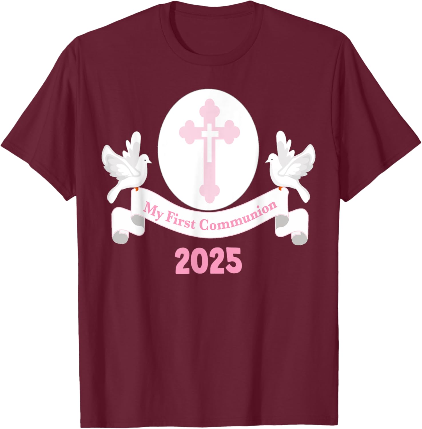 First Communion Girls Pink Cross T-Shirt for Daughter or Niece 2025 - 8