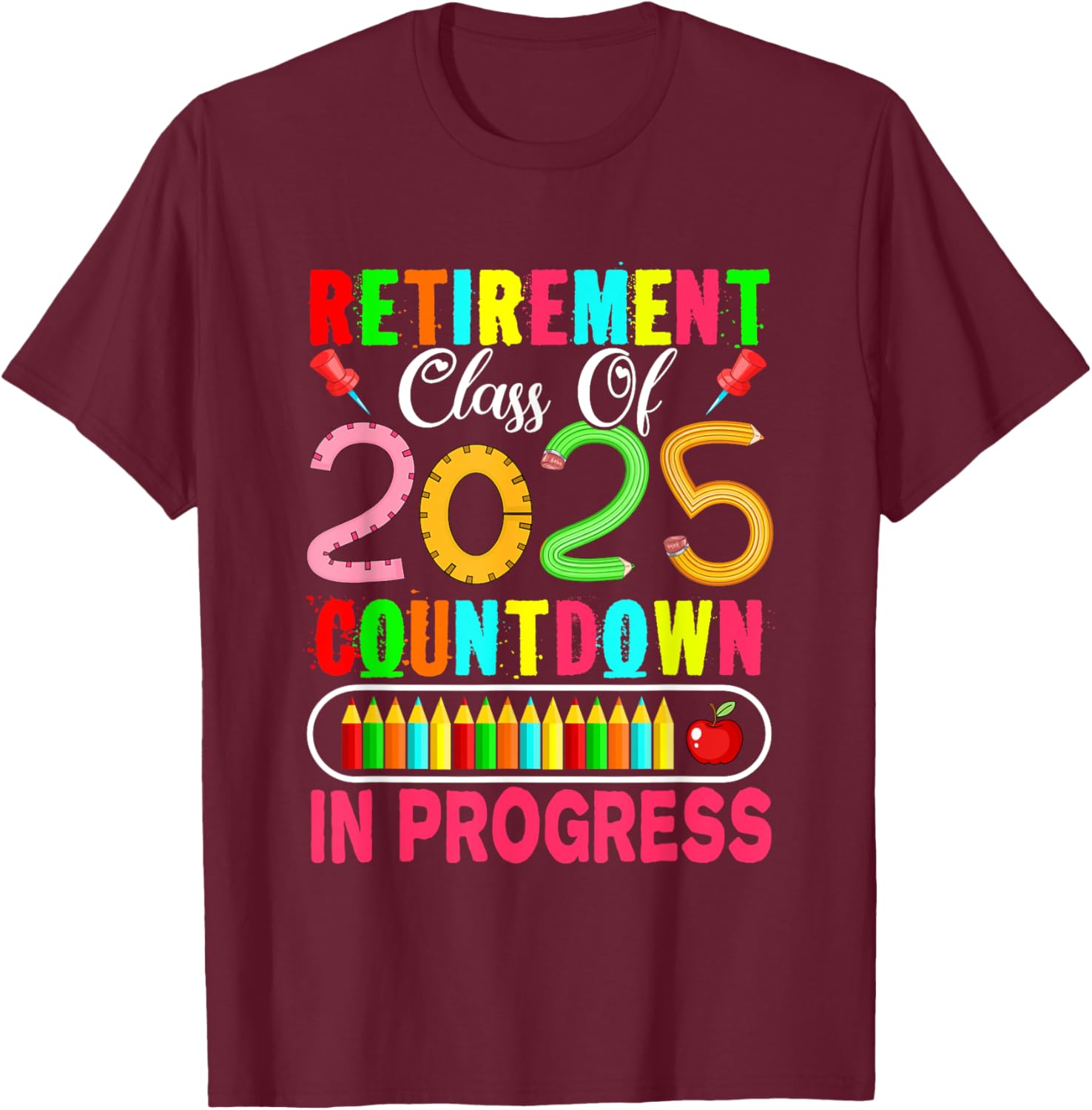 Colorful Retirement Class Of 2025 Countdown T-Shirt for Celebrations - 16