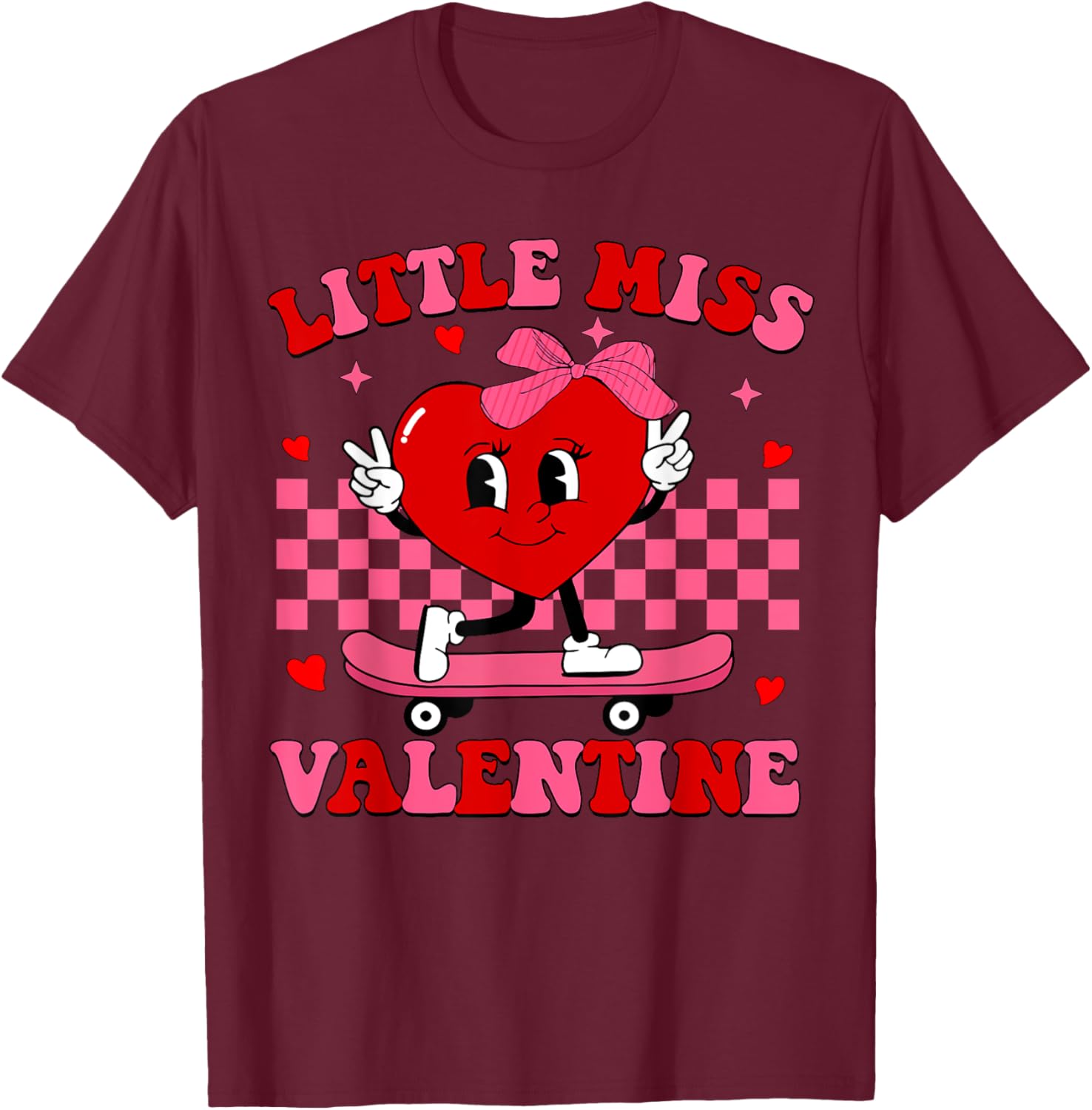 Little Miss Valentine Heart Skateboard T-Shirt for Fun-Loving Women - 8