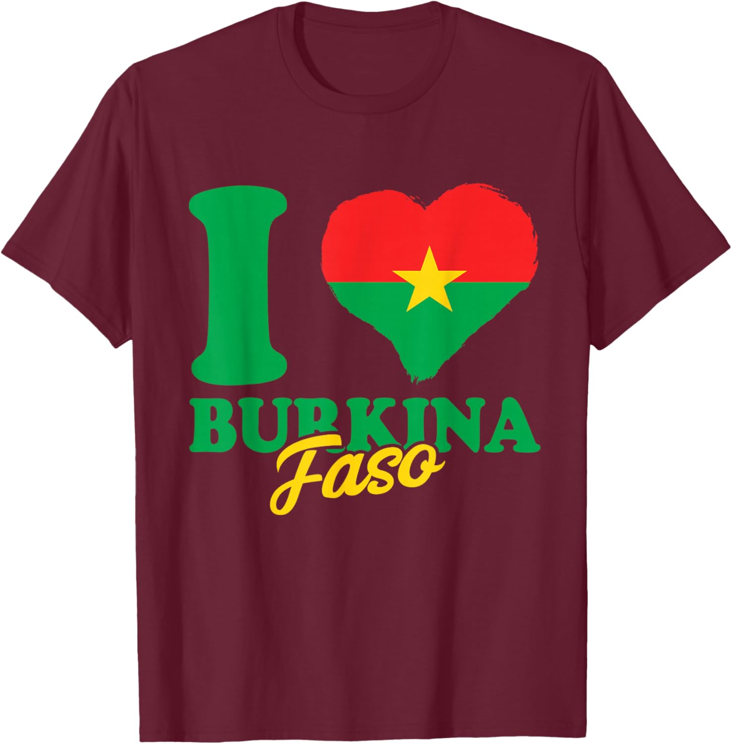 I Love Burkina Faso Heart T-Shirt with Burkina Faso Flag Design - 20