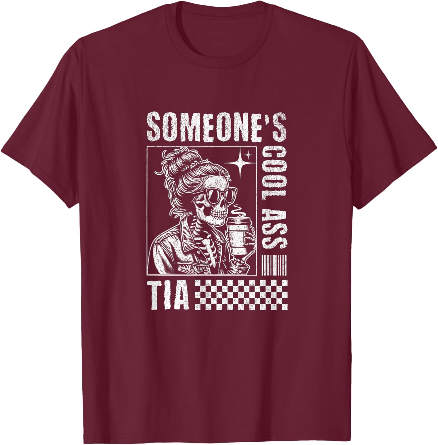 Funny Skeleton Coffee T-Shirt for Cool Tia - Perfect Gift Idea - 3