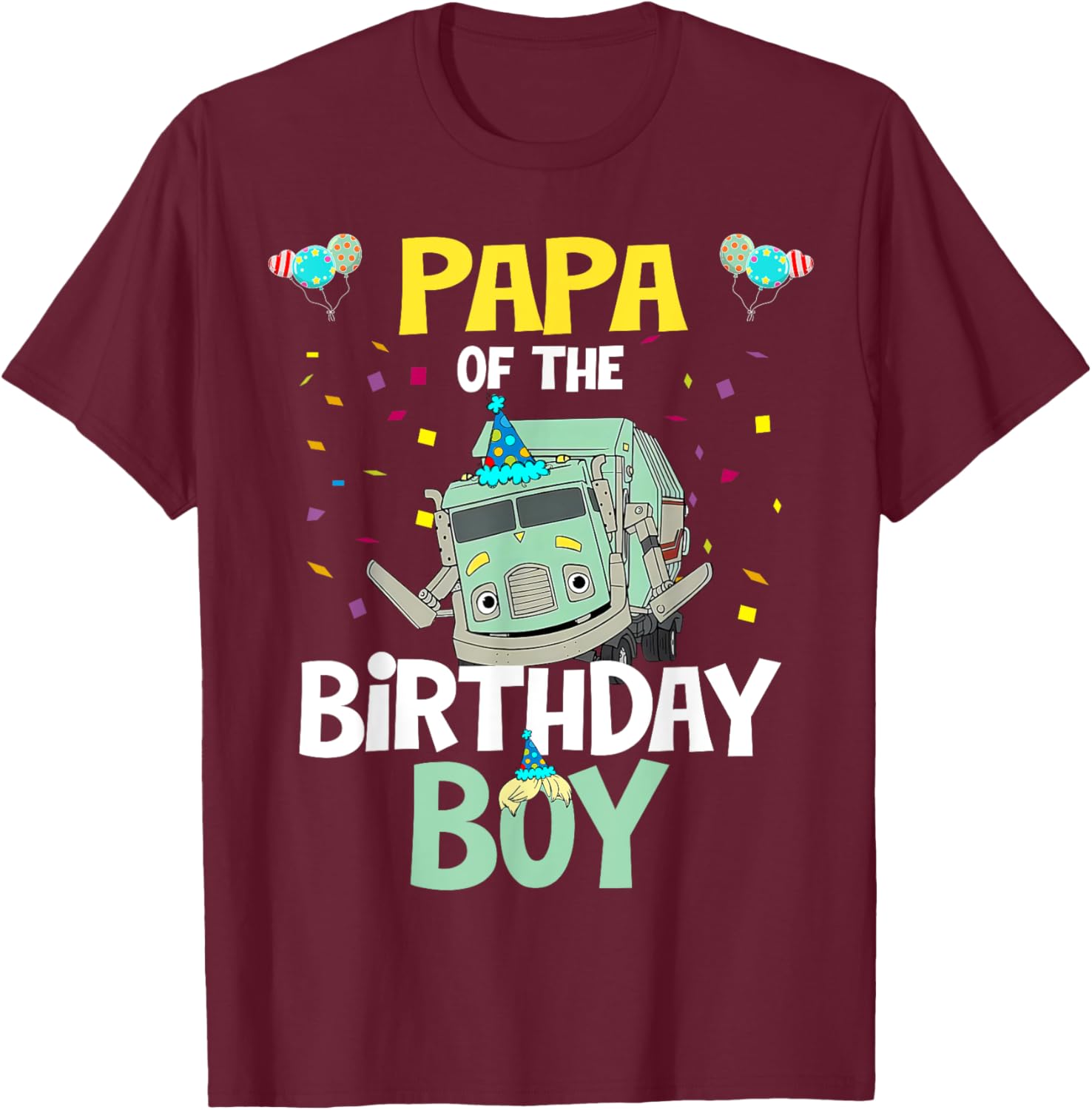 Papa Of The Birthday Boy Garbage Truck Recycling Trash T-Shirt Gift - 13