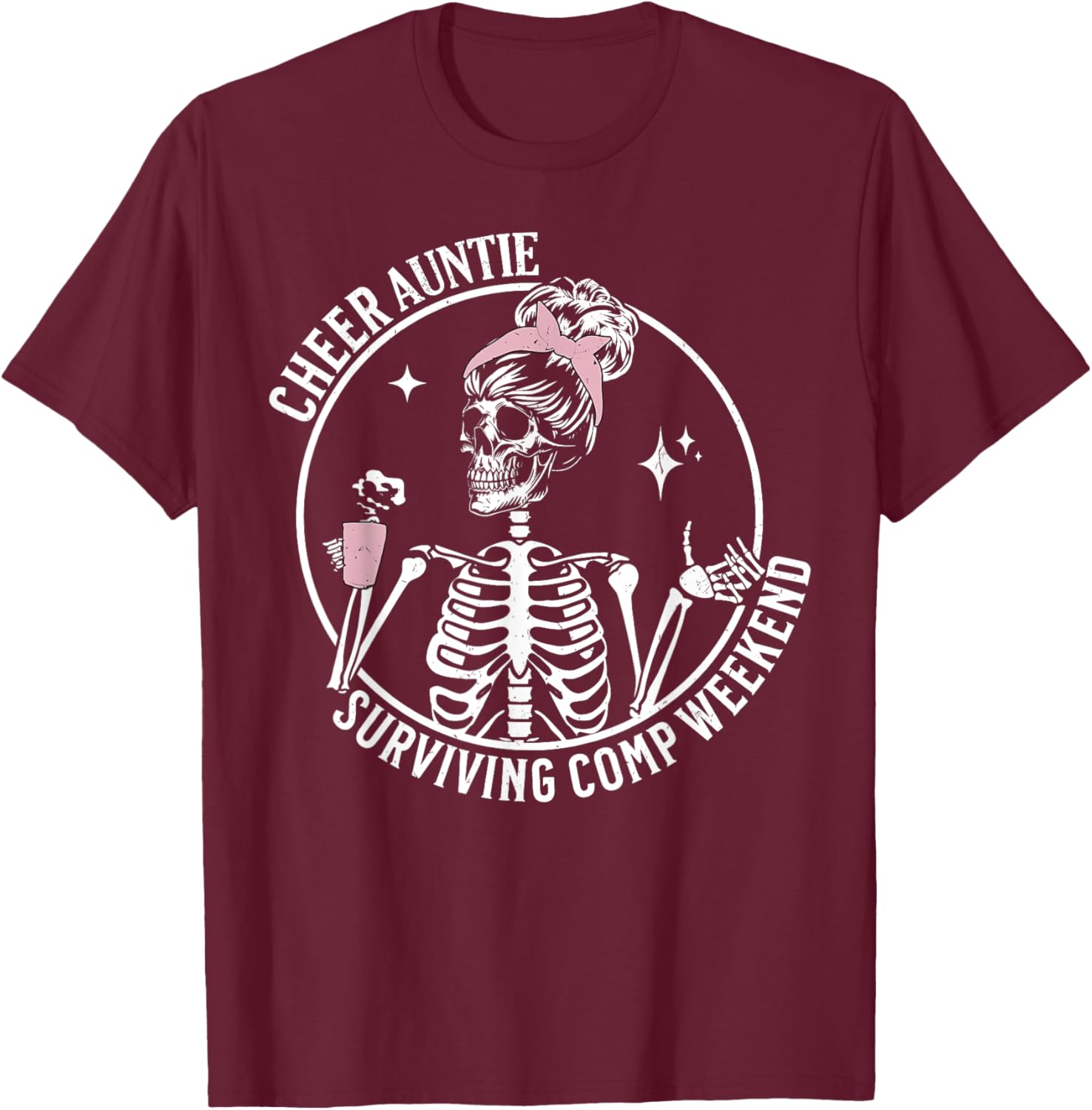 Skeleton Coffee Cheer Auntie T-Shirt for Weekend Fun and Style - 18