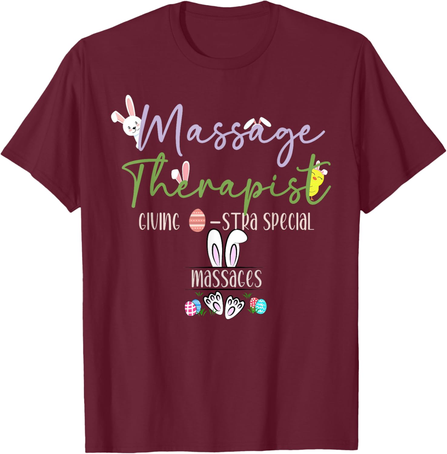 Cute Easter Bunny Massage Therapist T-Shirt for LMTs and Masseuses - 7