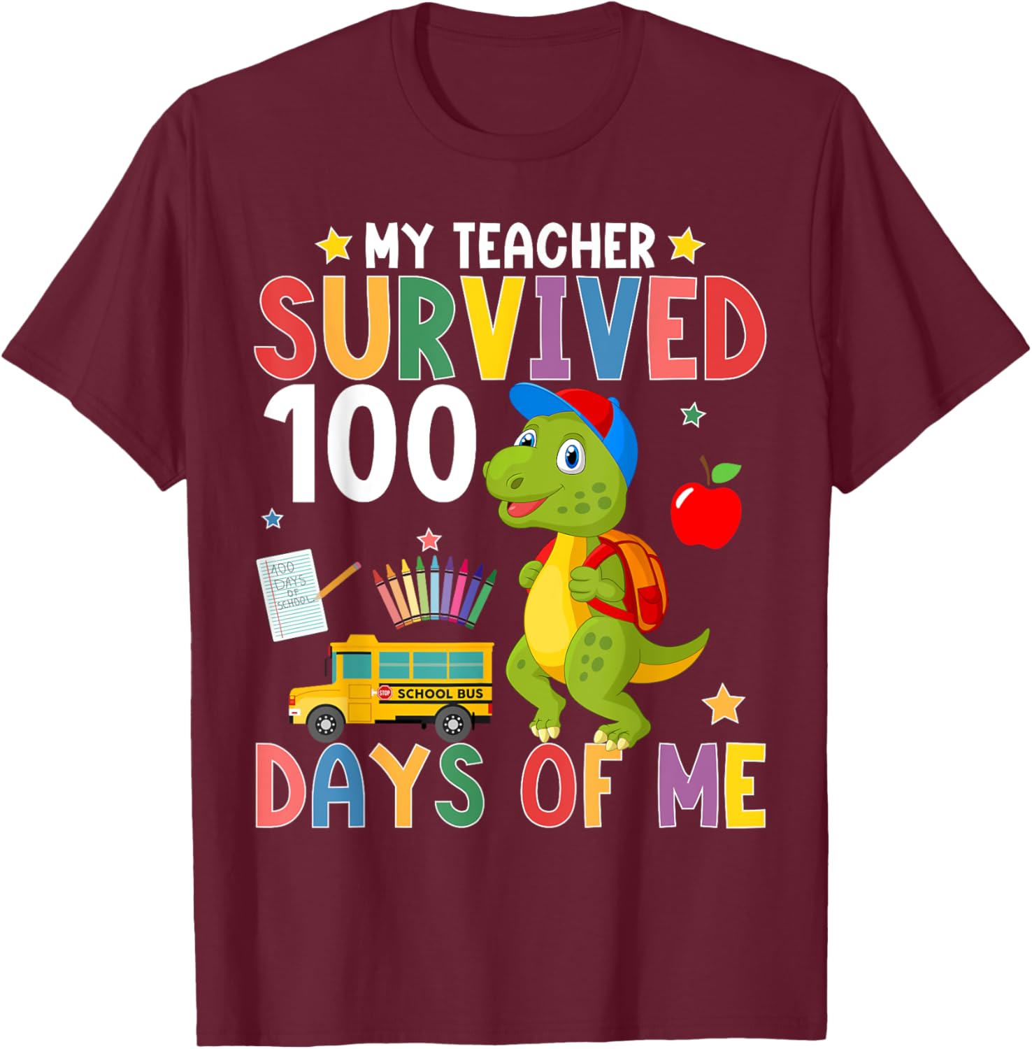 My Teacher Survived 100 Days Dino T-Shirt for 100th Day of School - 11