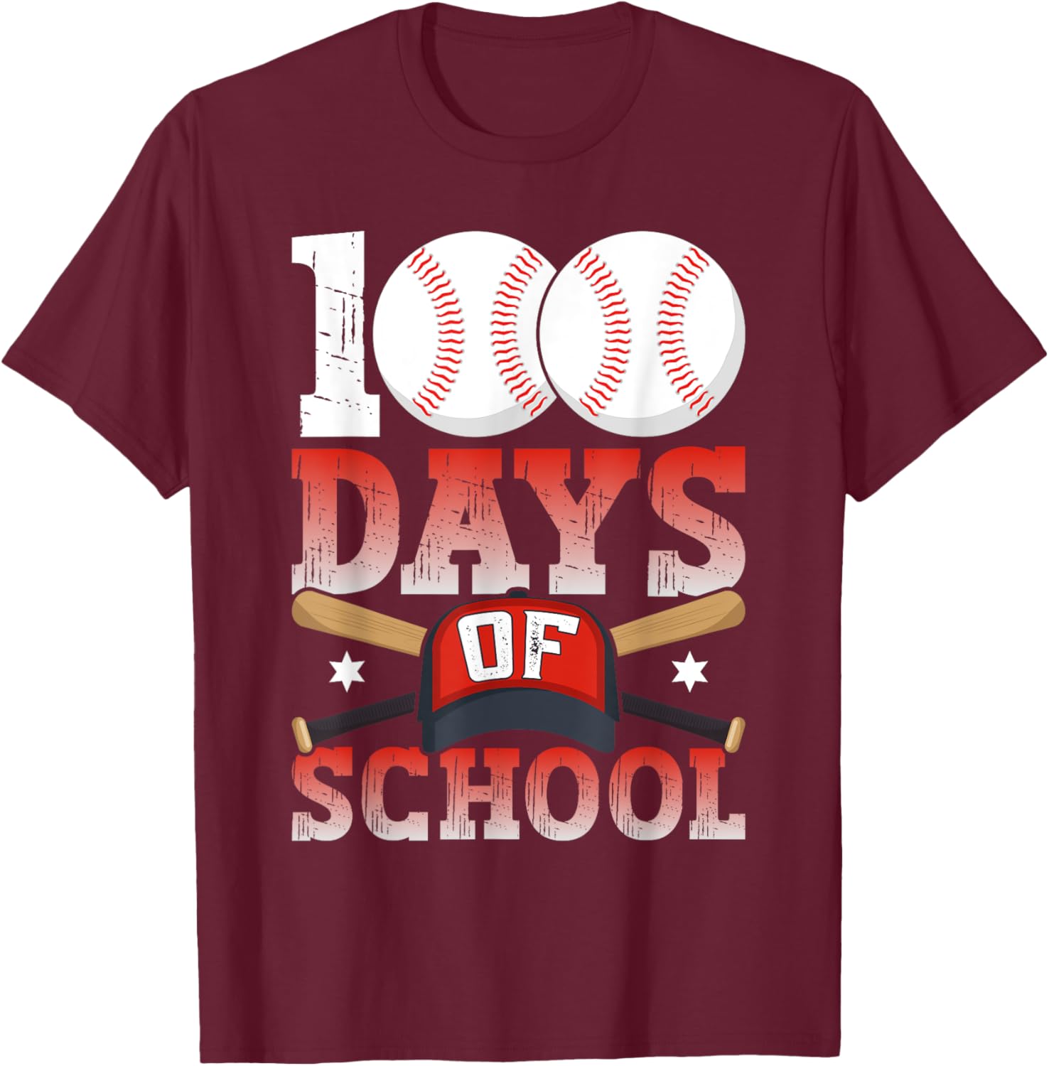 100 Days of School Baseball T-Shirt for Kids Boys Fun 100th Day Celebration - 1
