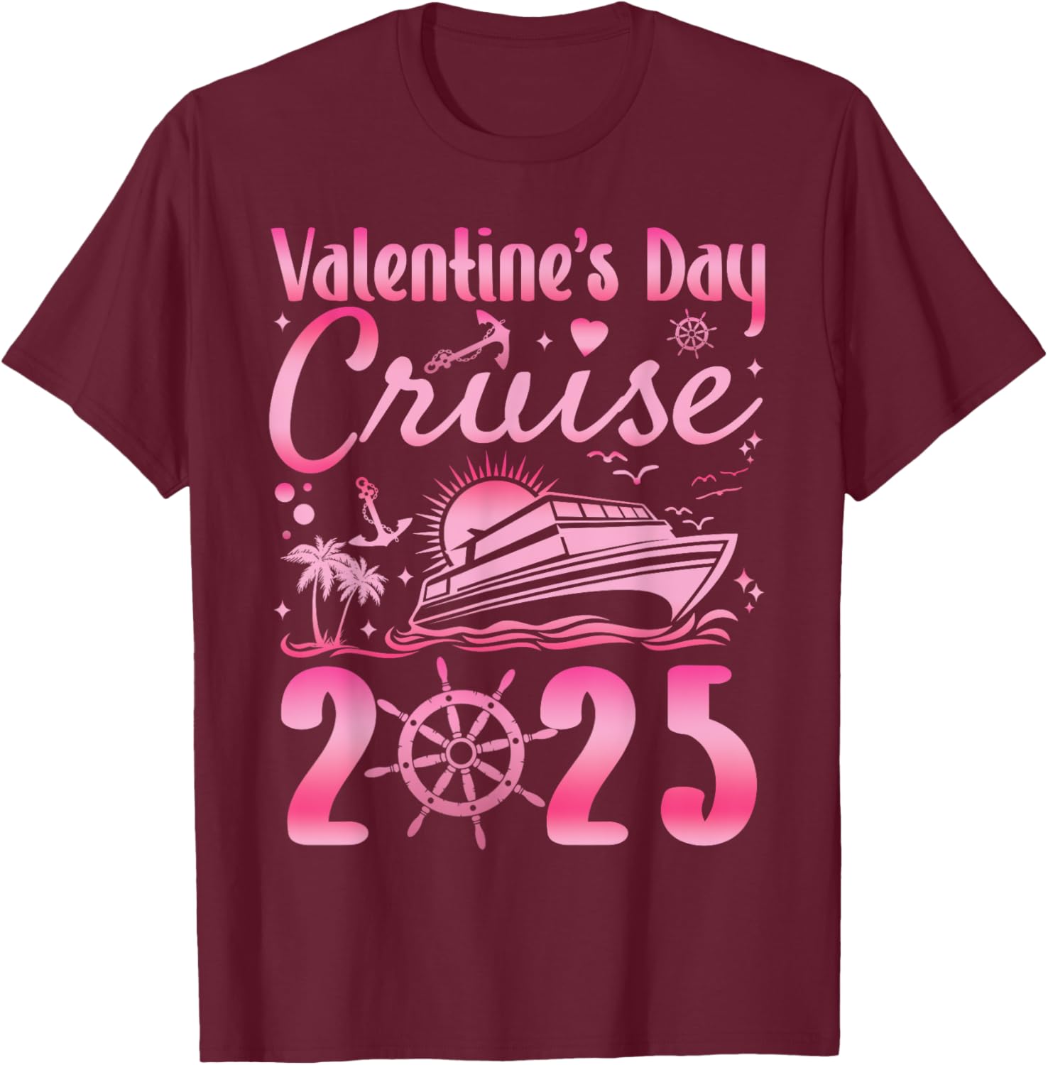 Romantic Valentine's Day Couples Family Cruise T-Shirt 2025 Getaway - 10
