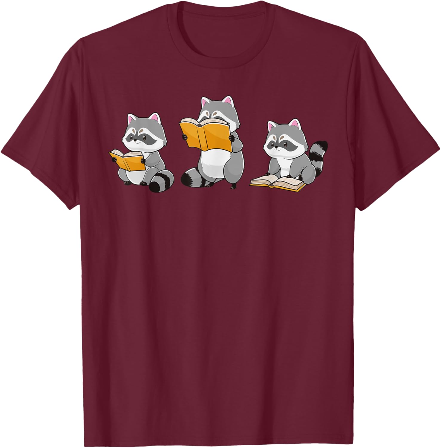 Cute Raccoon Reading Books T-Shirt for Book Lovers and Bookworms - 6