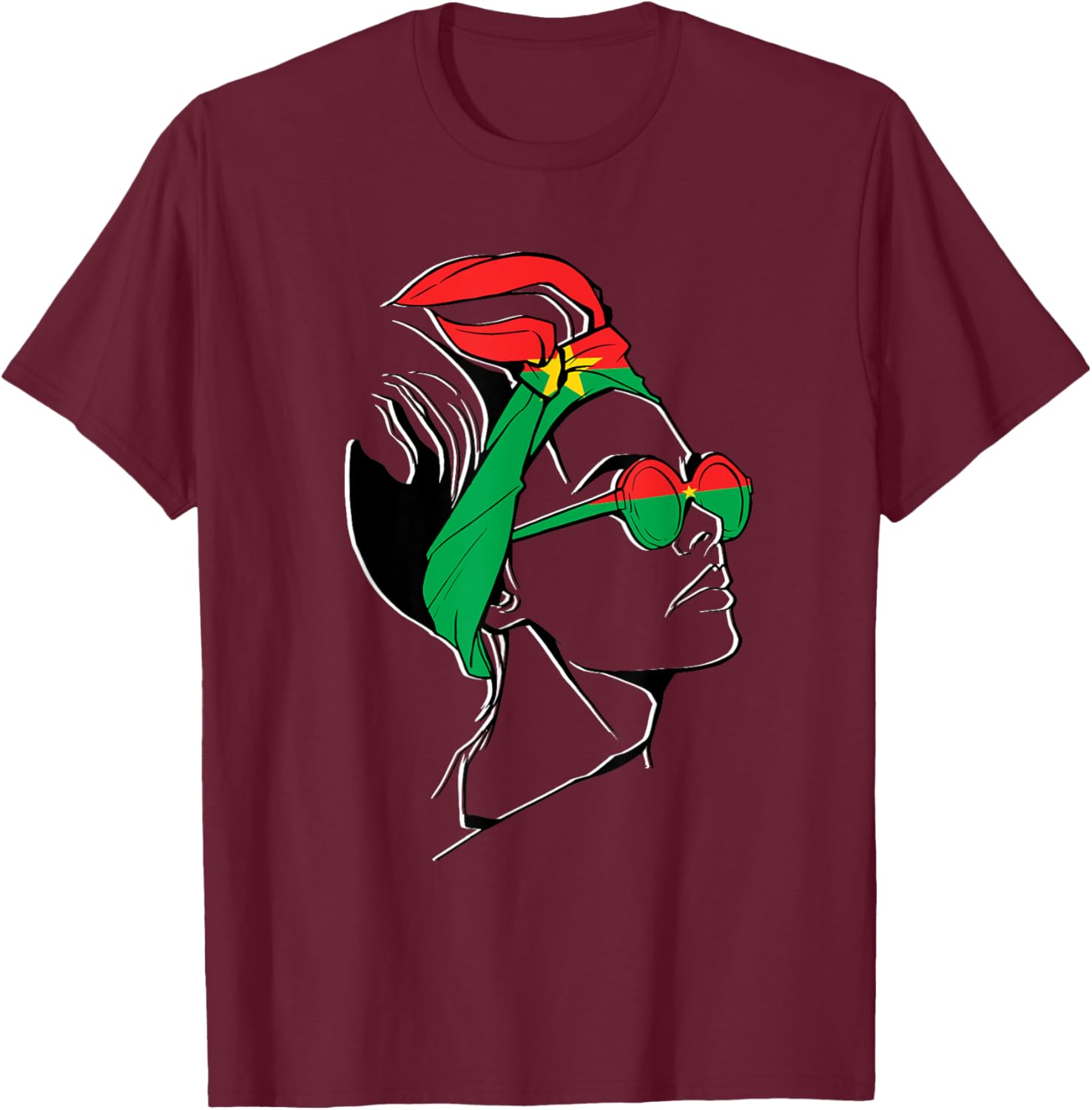 Burkina Faso Pride T-Shirt with Headscarf Design for Women - 15
